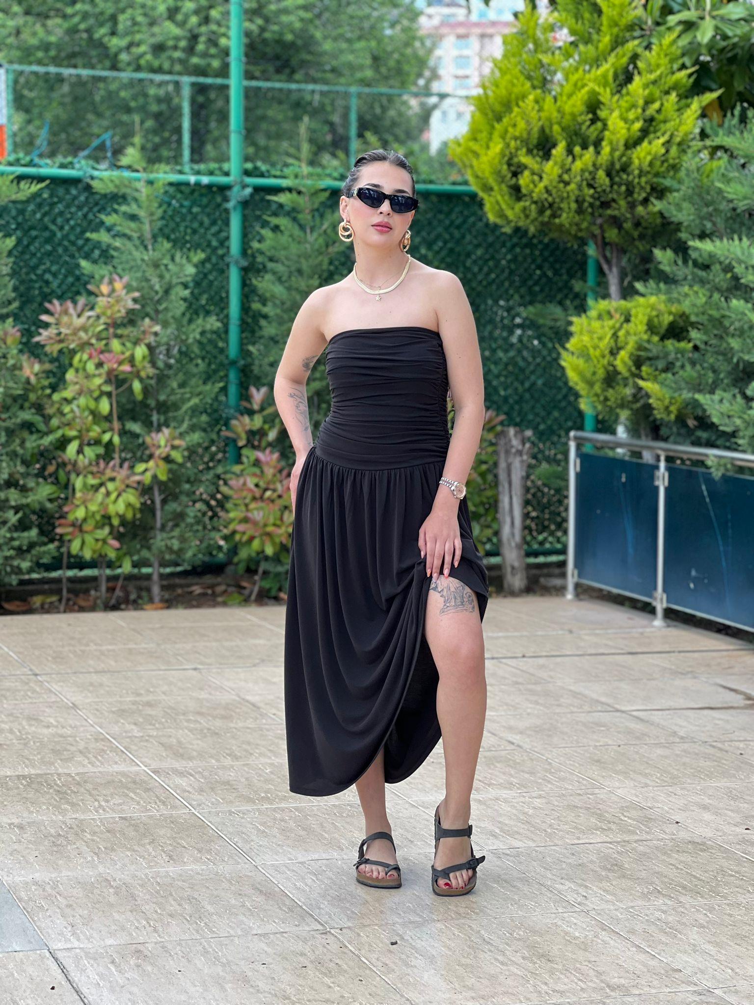 Drapeli Örme Elbise 2517236 Siyah