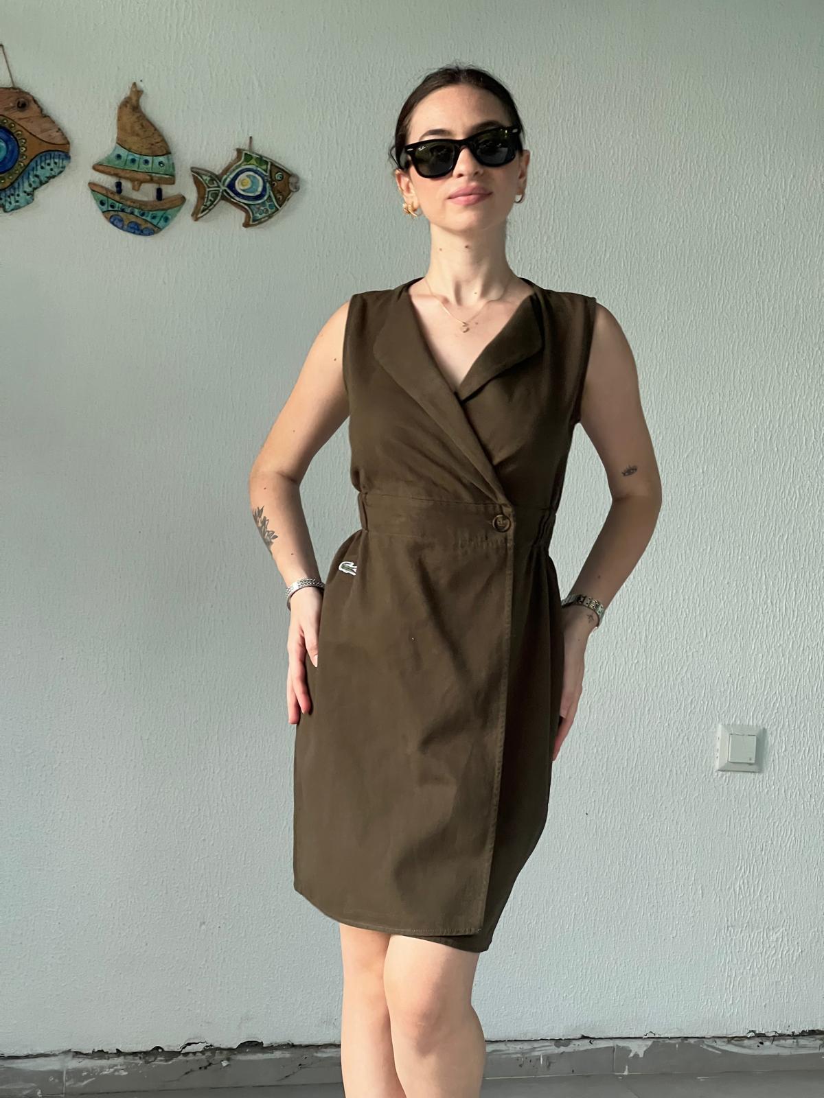 Düğme Detaylı Midi Boy Elbise 24222 Haki