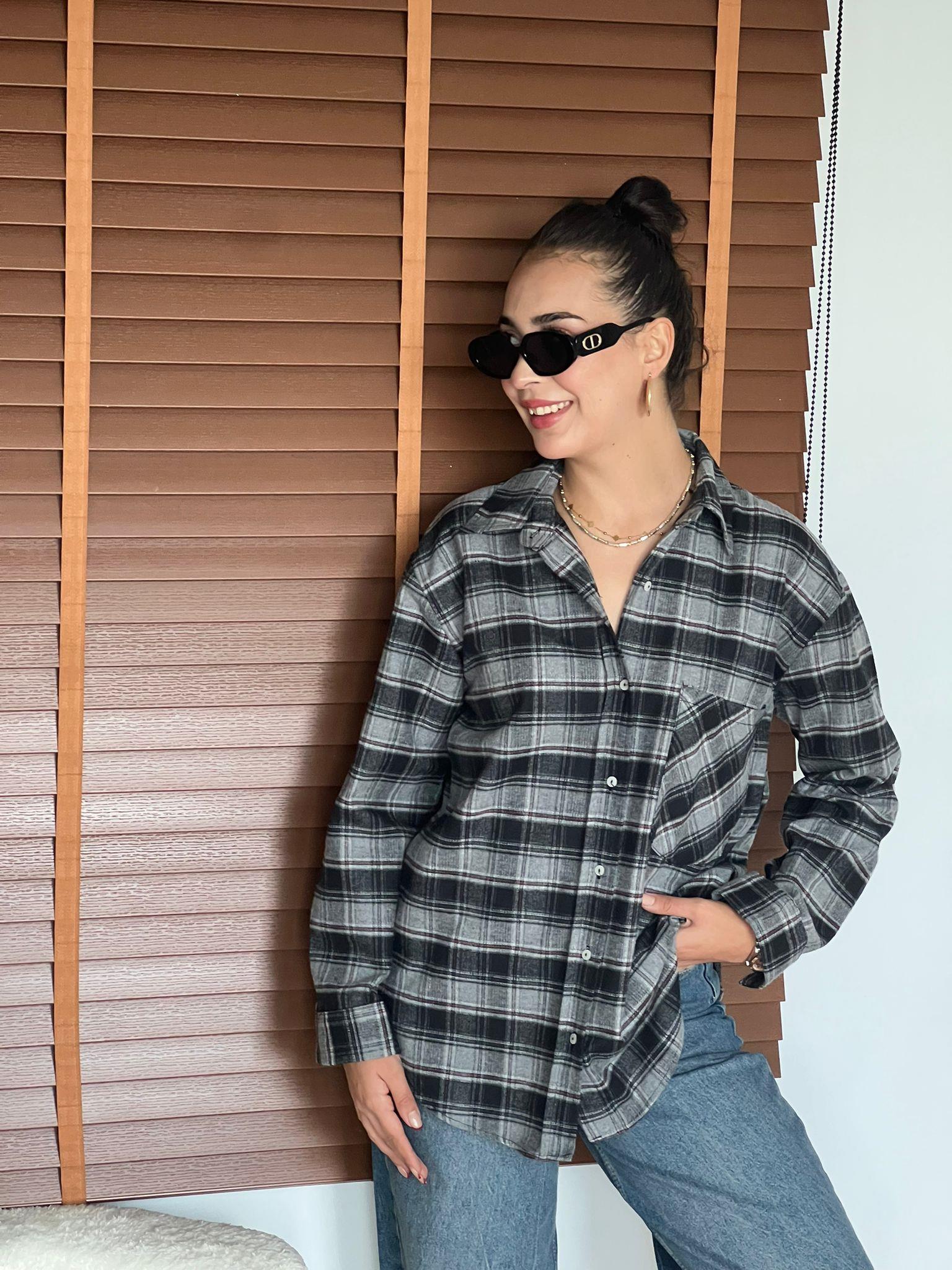 Ekoseli Gömlek 2906-100 Gri