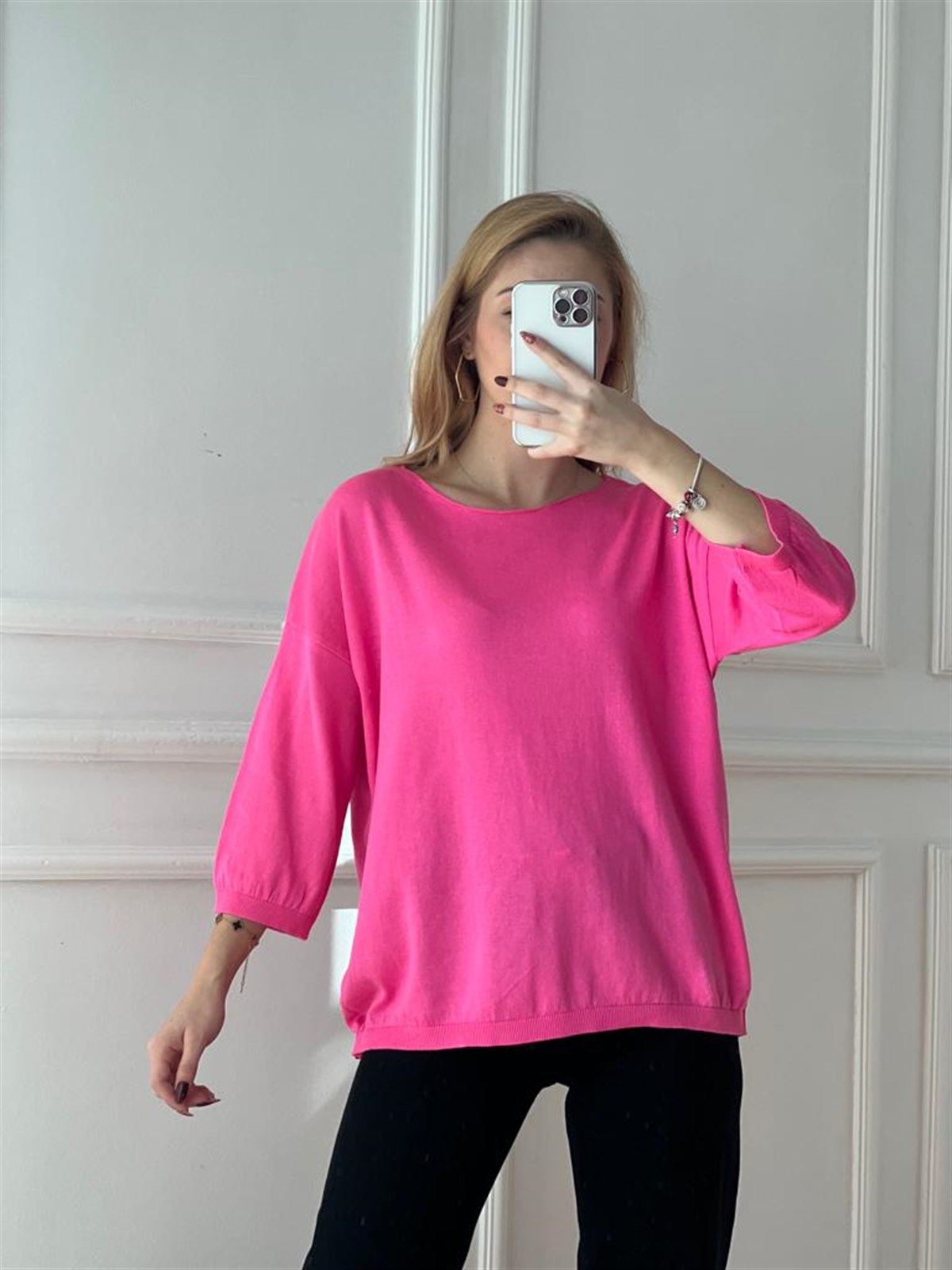 Fakir Kol Bisiklet Yaka Bluz 1303 Pembe