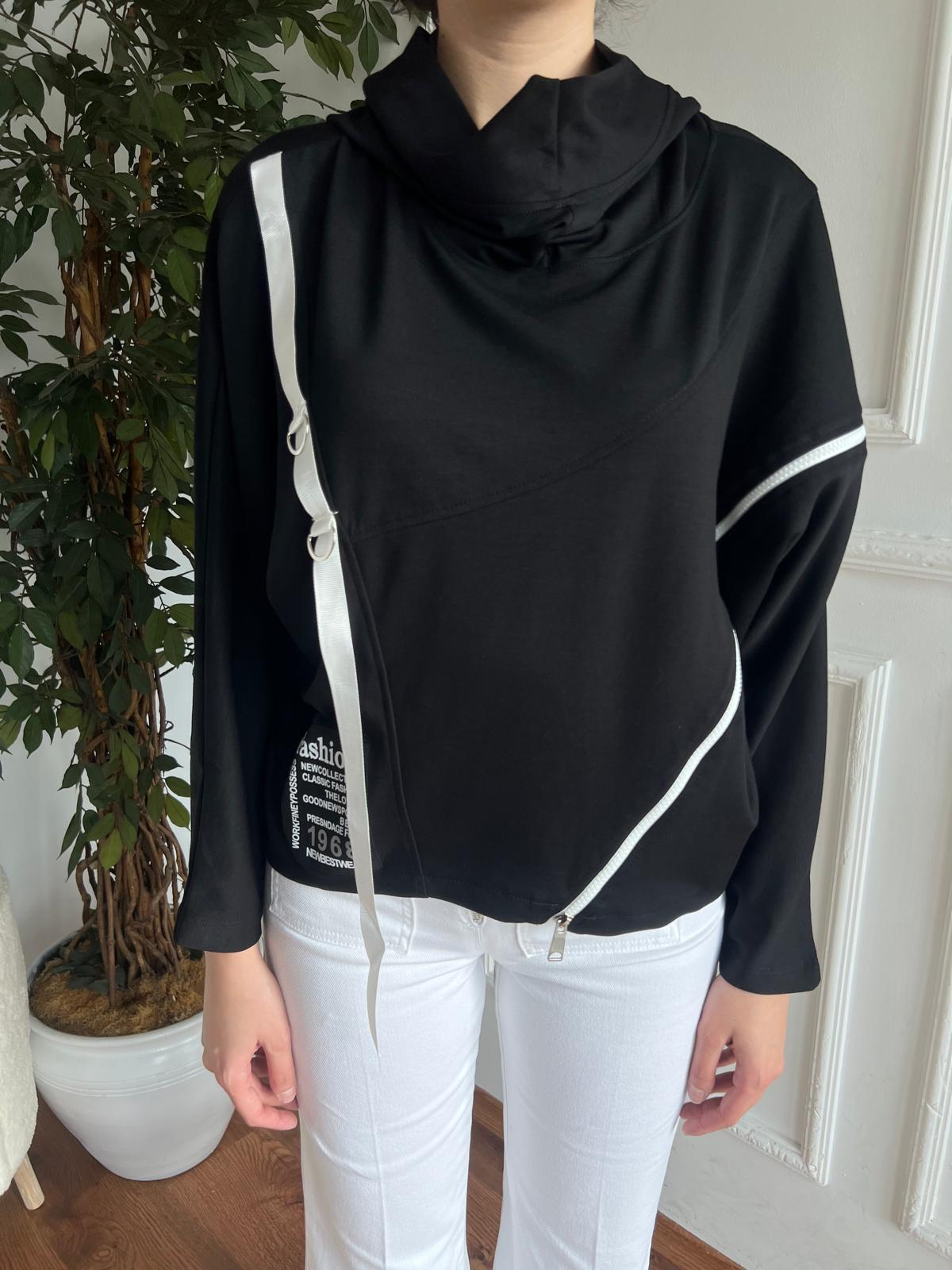 Fermuar Detaylı Sweatshirt 29682 Siyah