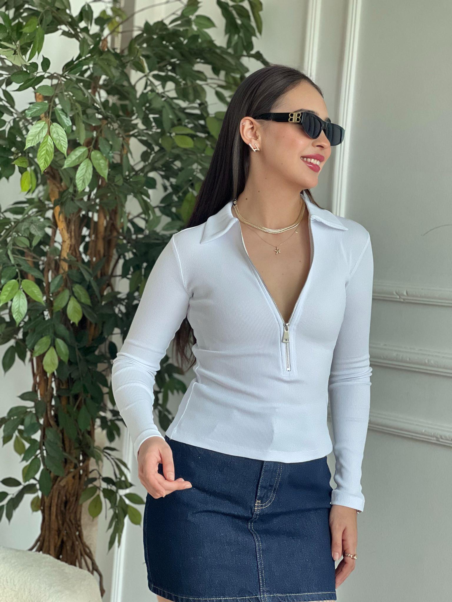 Fermuarlı Fitilli Body 251016 Beyaz