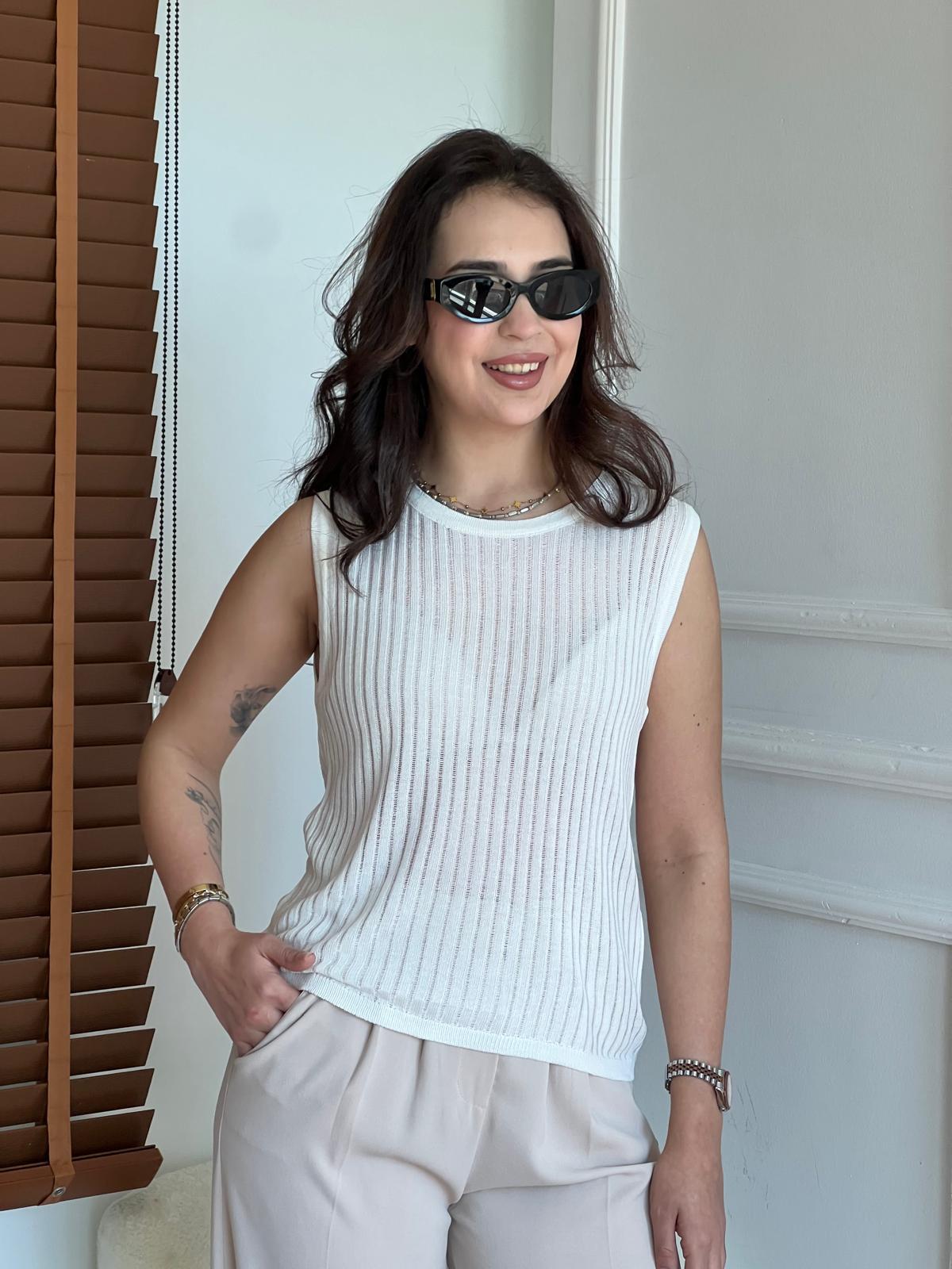 Fitilli Bisiklet Yaka Triko Atlet 92648 Ekru