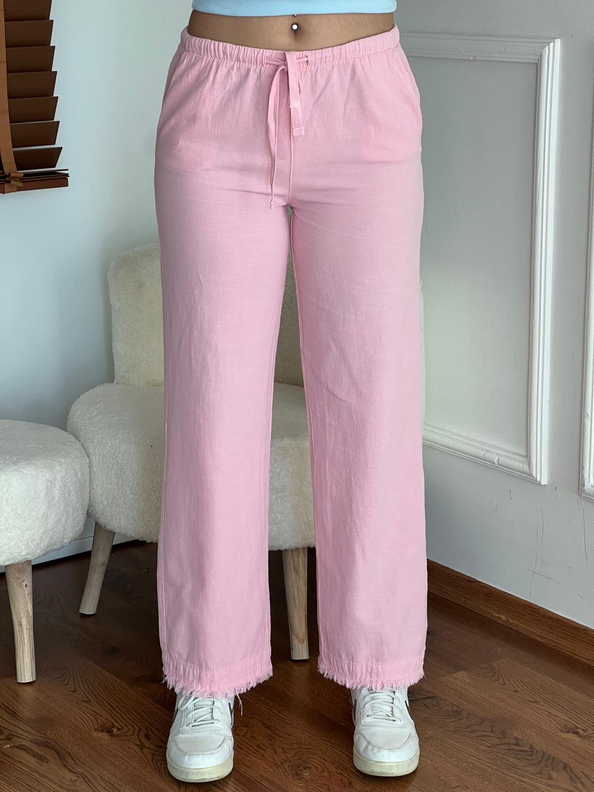 Gabardin Palazzo Pantolon 5543 Pembe