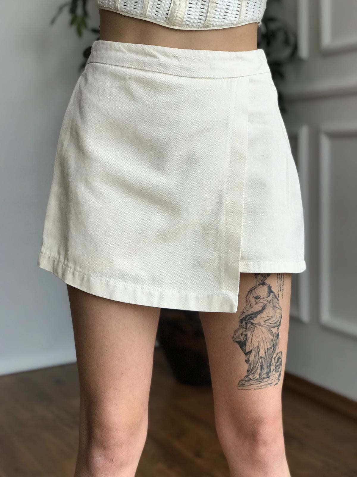 Gabardin Şort Etek 4411 Ekru