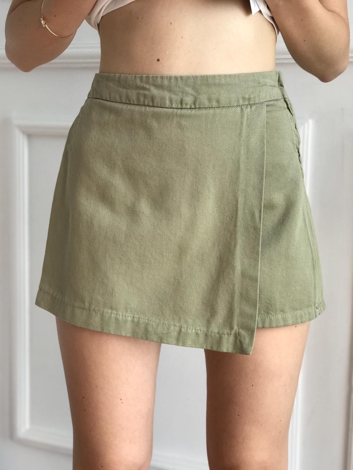 Gabardin Şort Etek 4411 Haki