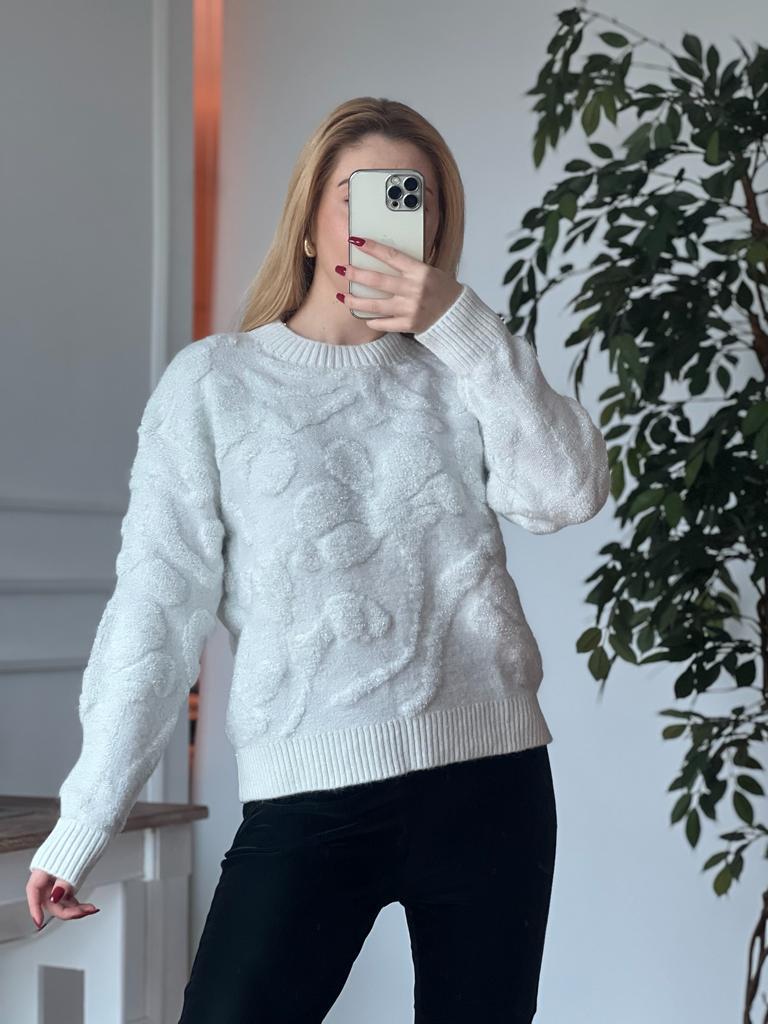 Havlu Desen Simli Kazak 70272 Ekru