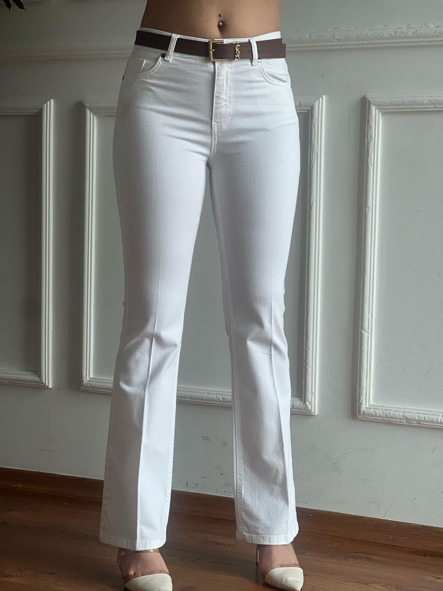 İspanyol Paça Gabardin Pantolon 5YDPNT005 Beyaz