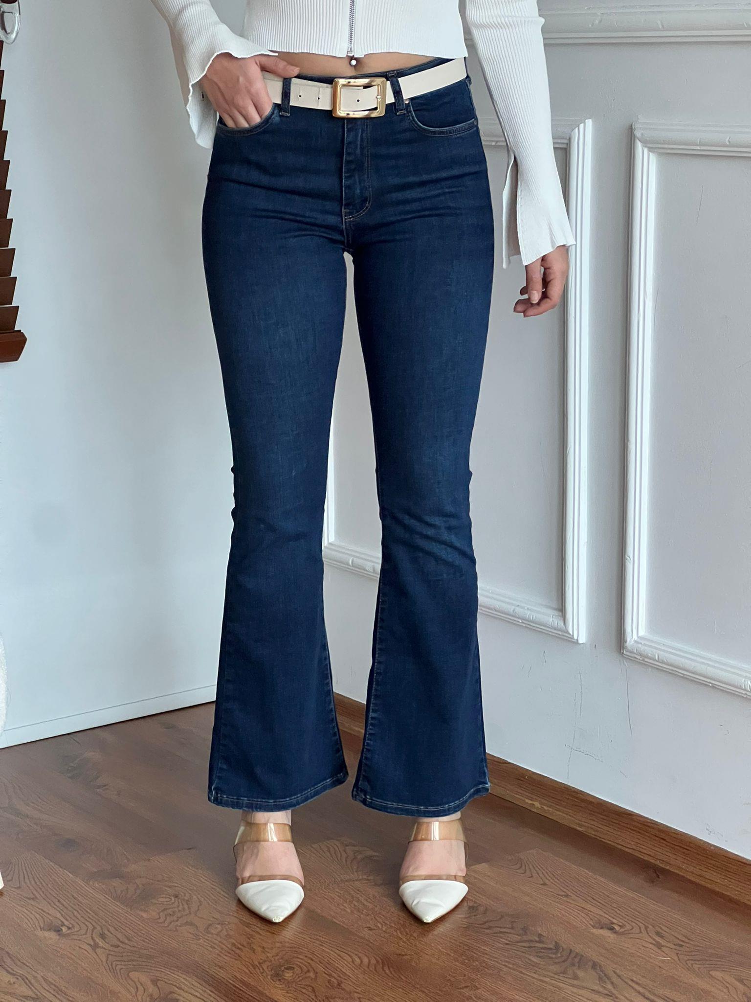 İspanyol Paça Pantolon 1030 Koyu Mavi