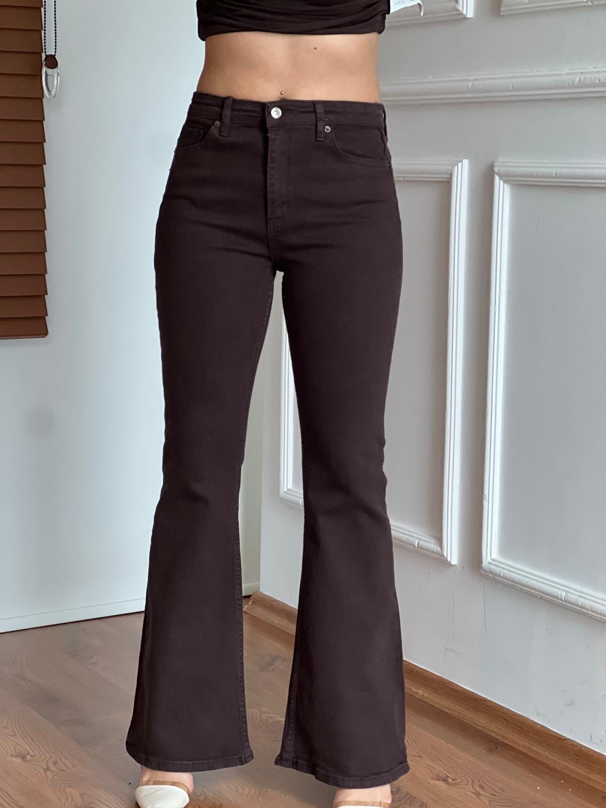 İspanyol Paça Pantolon 21-06 Kahverengi