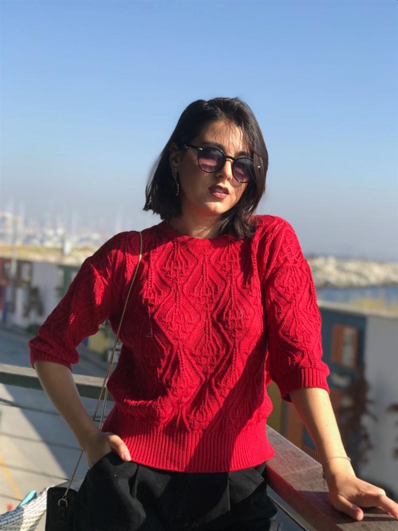 Kabarık Desen Kazak 2801 Kırmızı