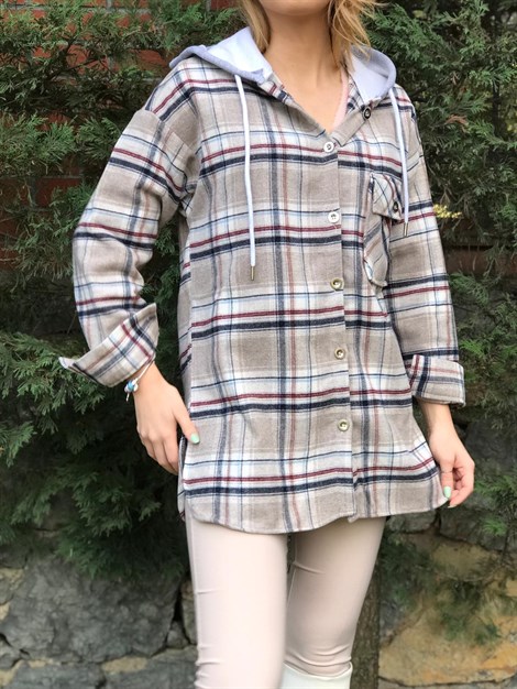 Kapüşonlu Oduncu Gömlek 1538 Bej