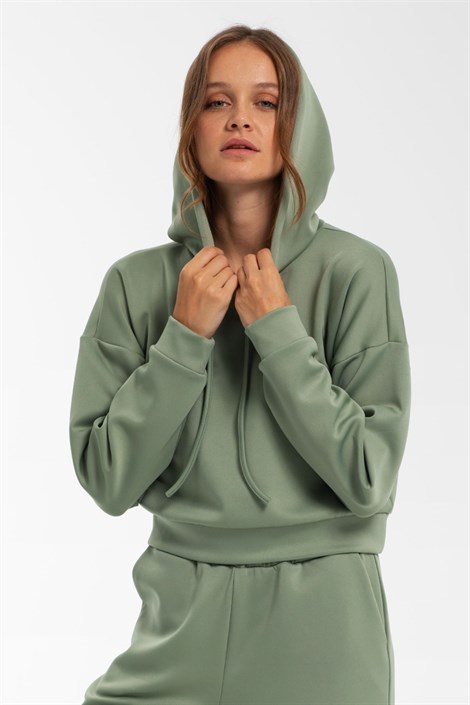 Kapüşonlu Sweatshirt 21-1237 Mint