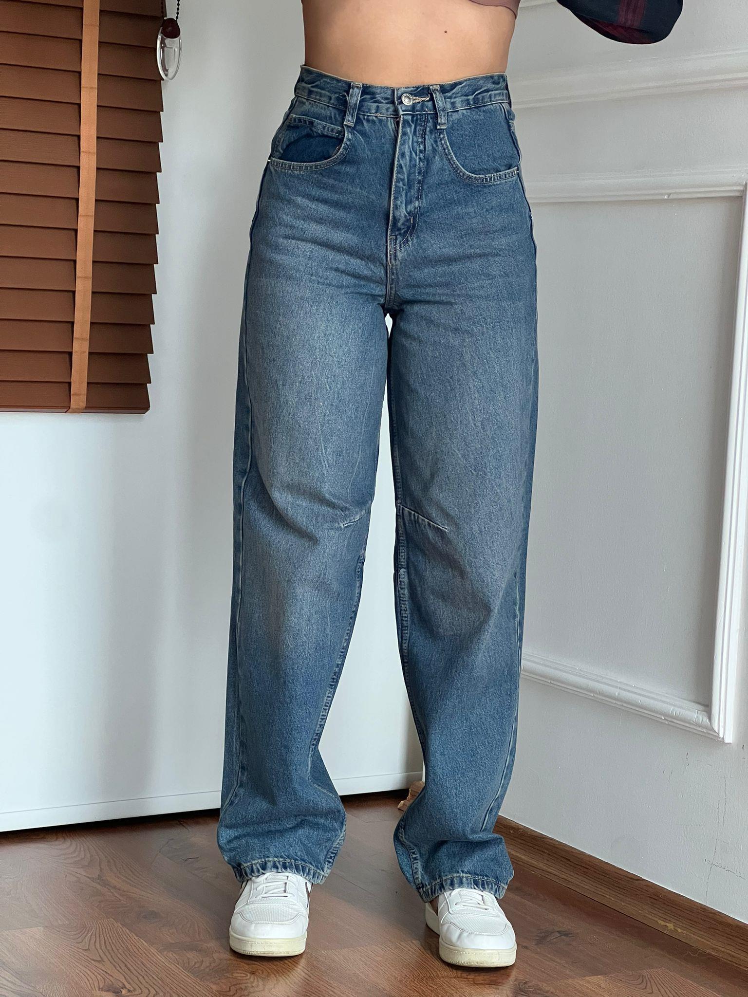 Kemer Tokalı Baggy Pantolon R193 Mavi