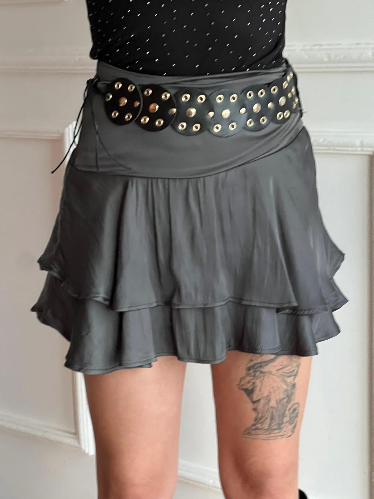 Kemerli İçi Şort Astarlı Etek 37212 Füme