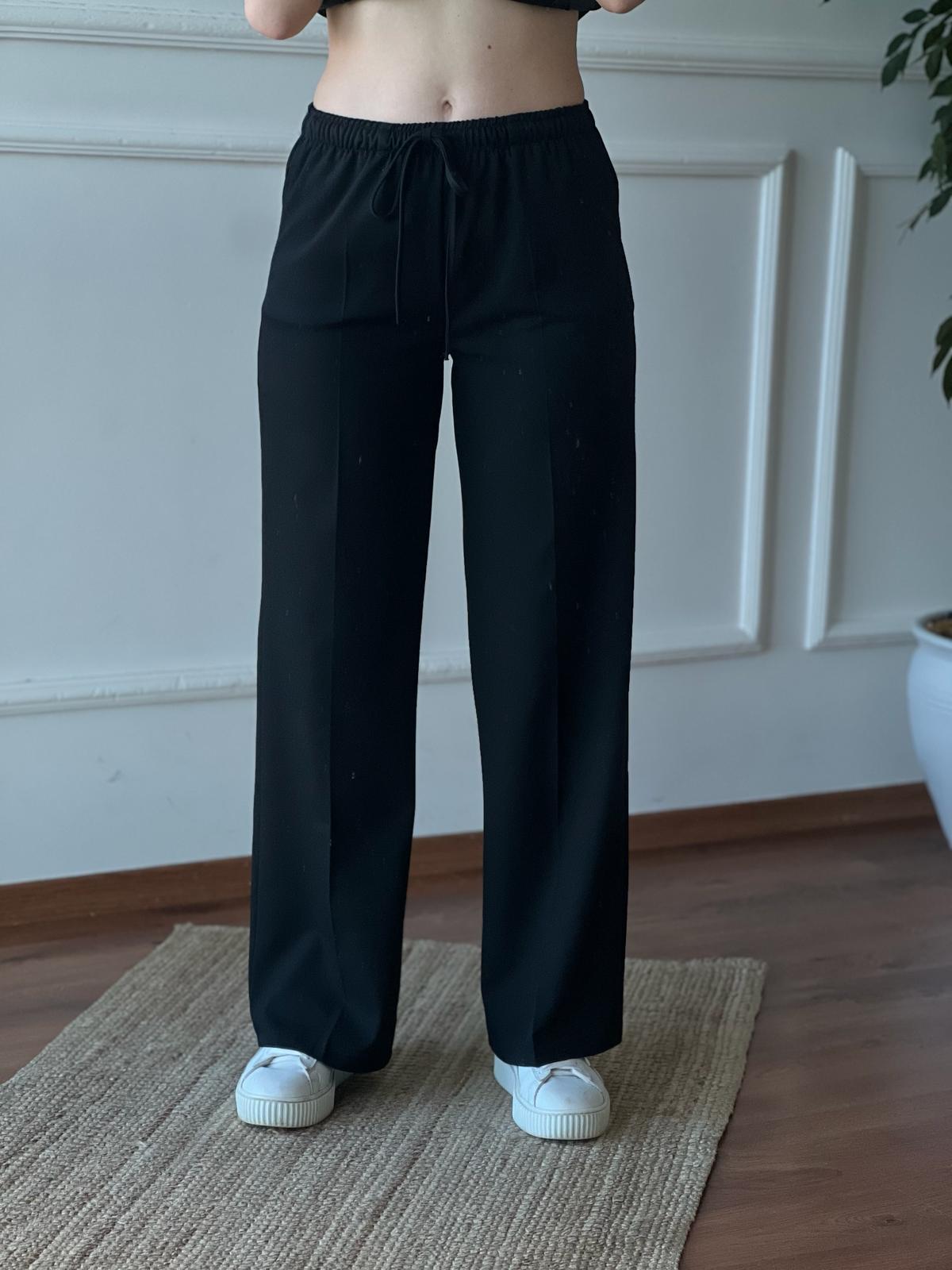 Kemerli Lastikli Pantolon 16054 Siyah