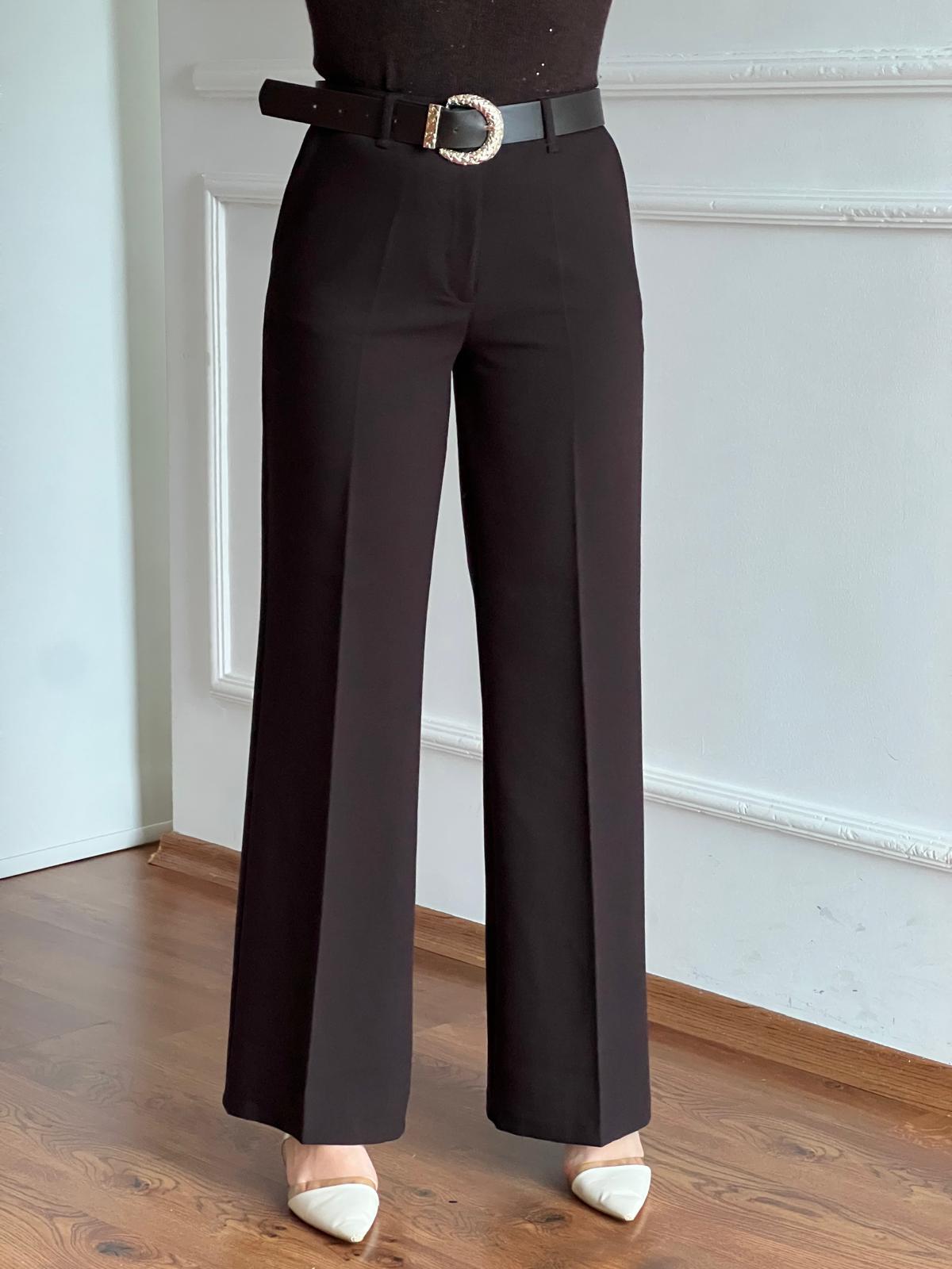 Kemerli Palazzo Pantolon 17038 Kahverengi