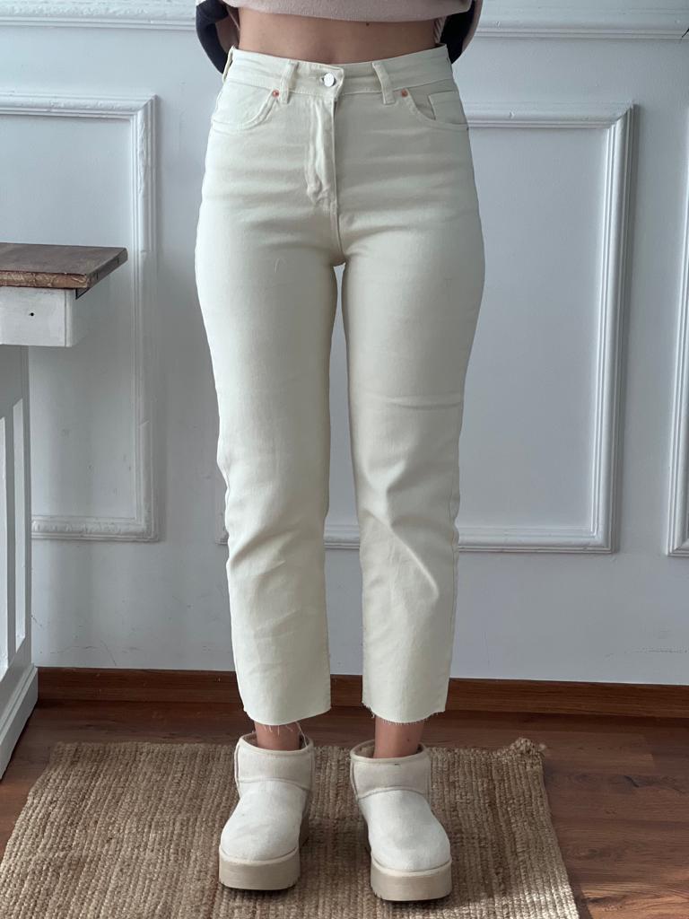 Kesik Paça Mom Jean 0520 Ekru