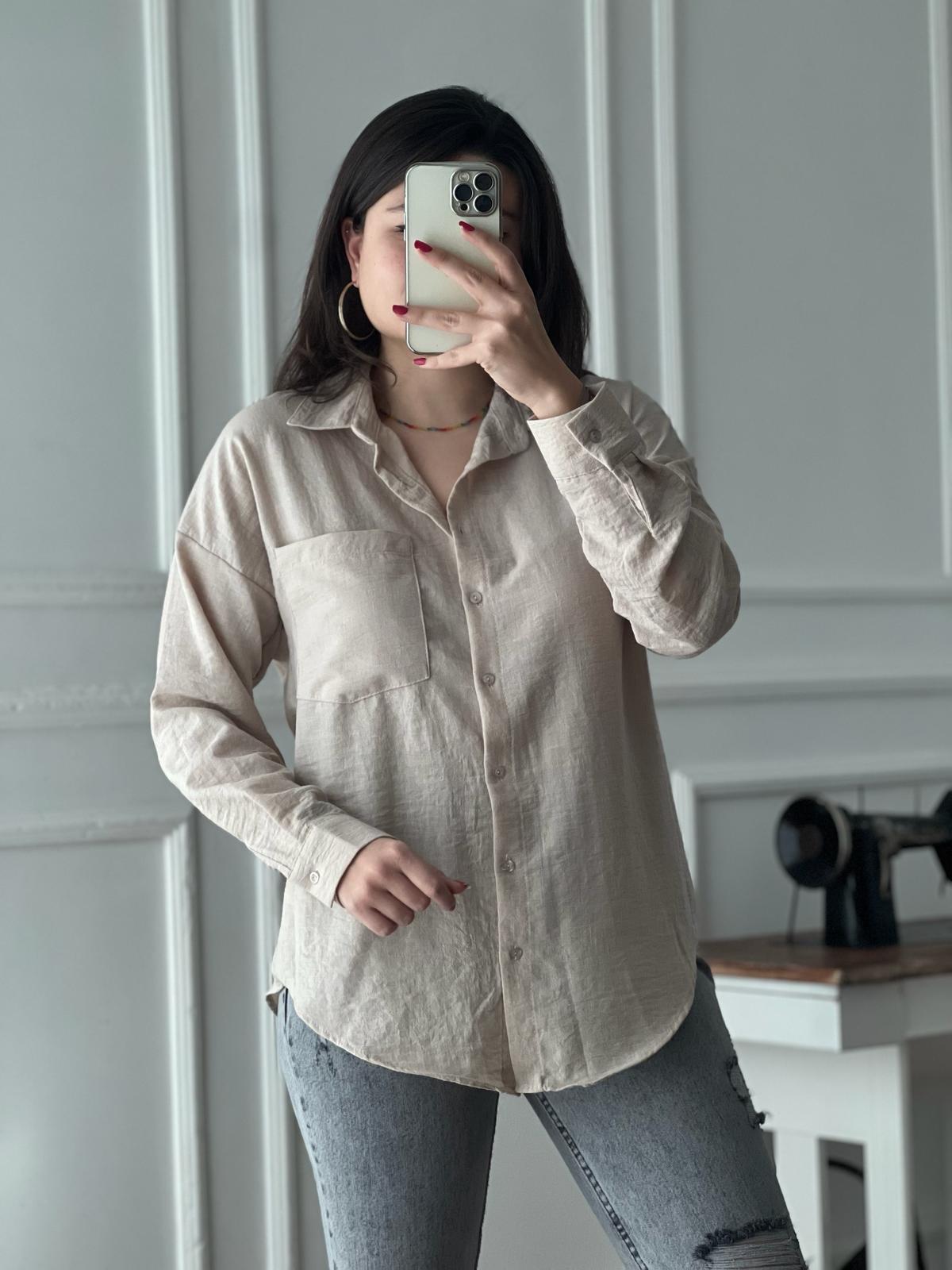 Keten Cepli Gömlek 20153 Vizon