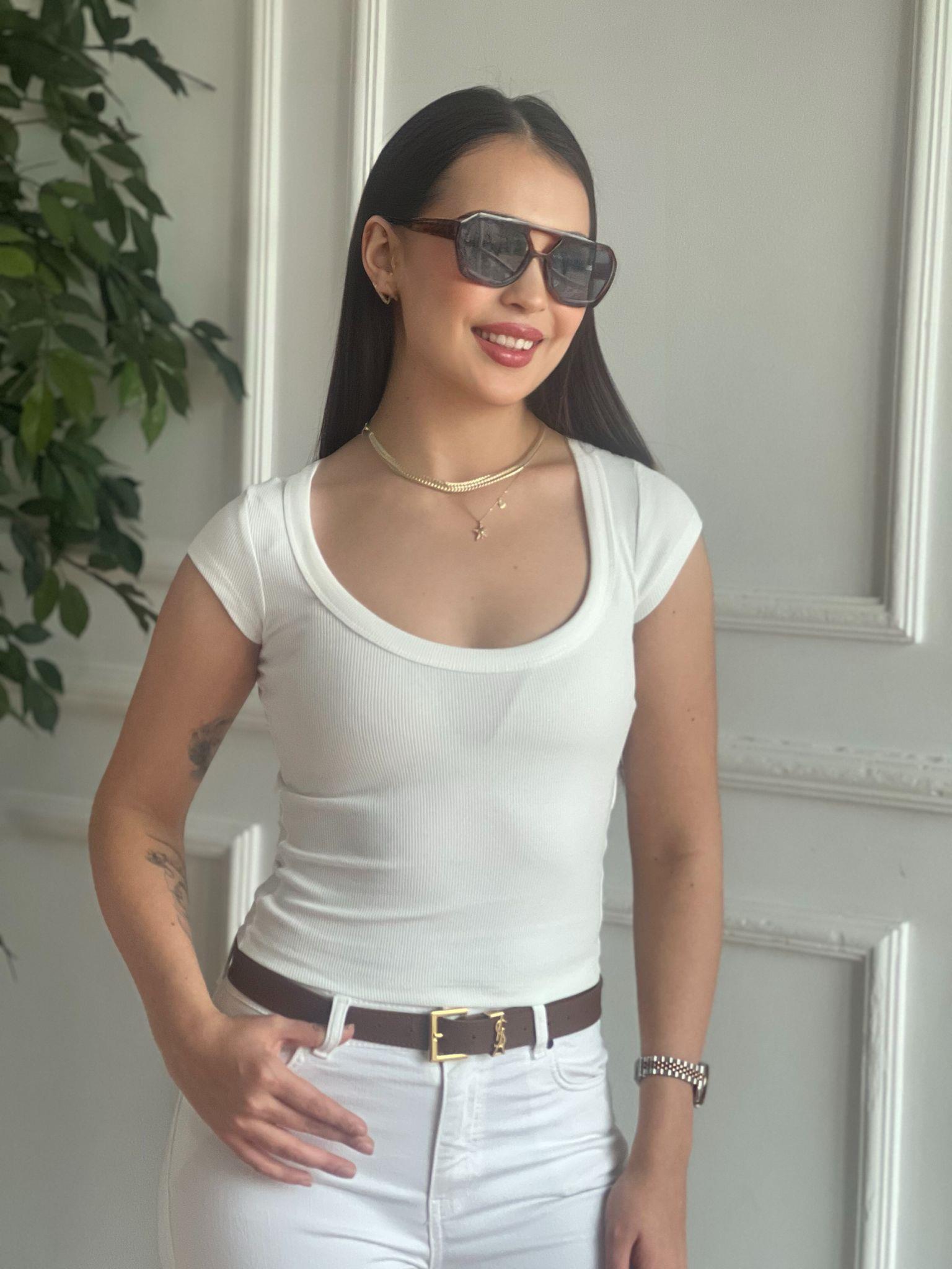 Kısa Kol Tshirt 16695 Beyaz