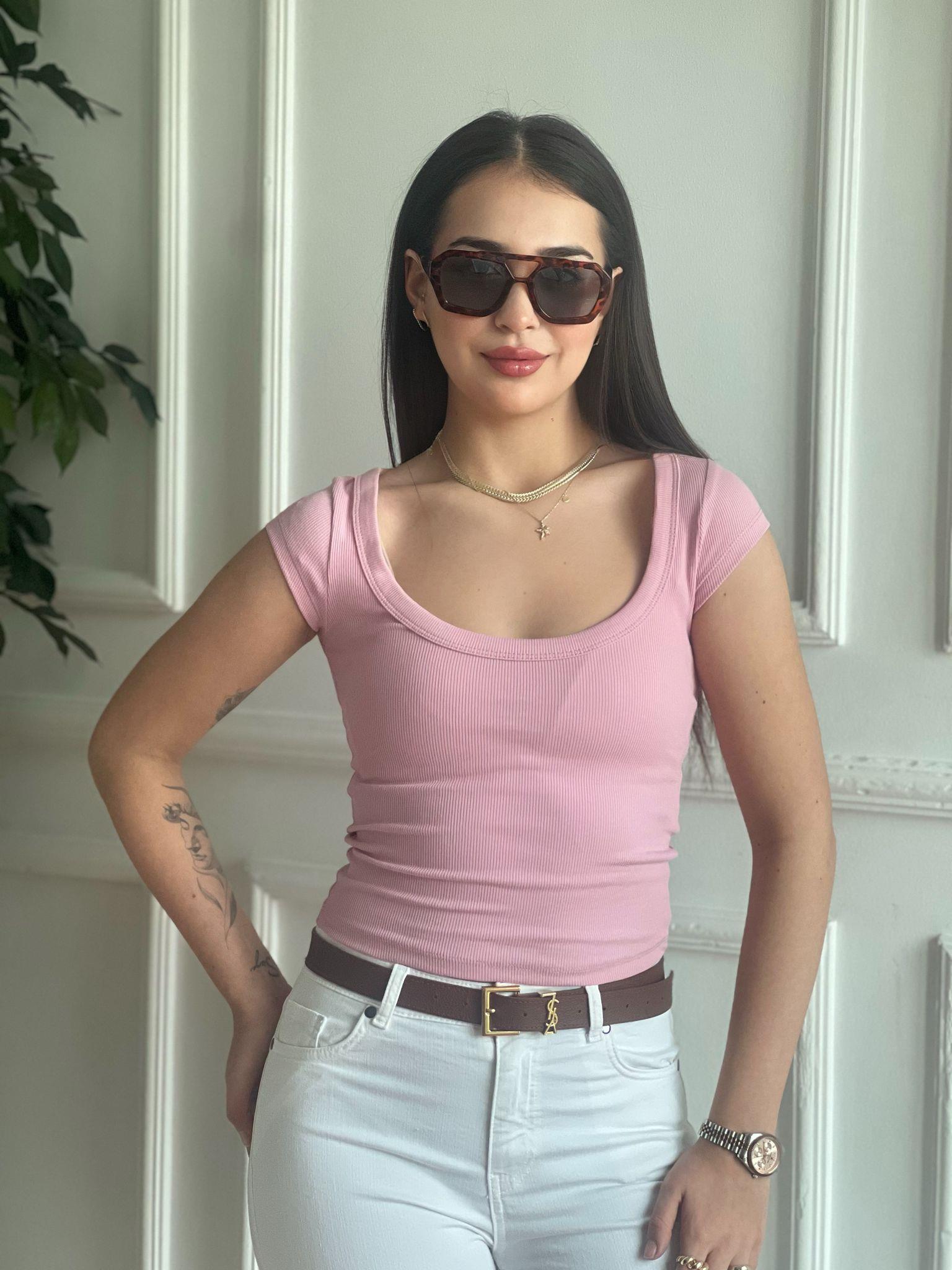 Kısa Kol Tshirt 16695 Pudra