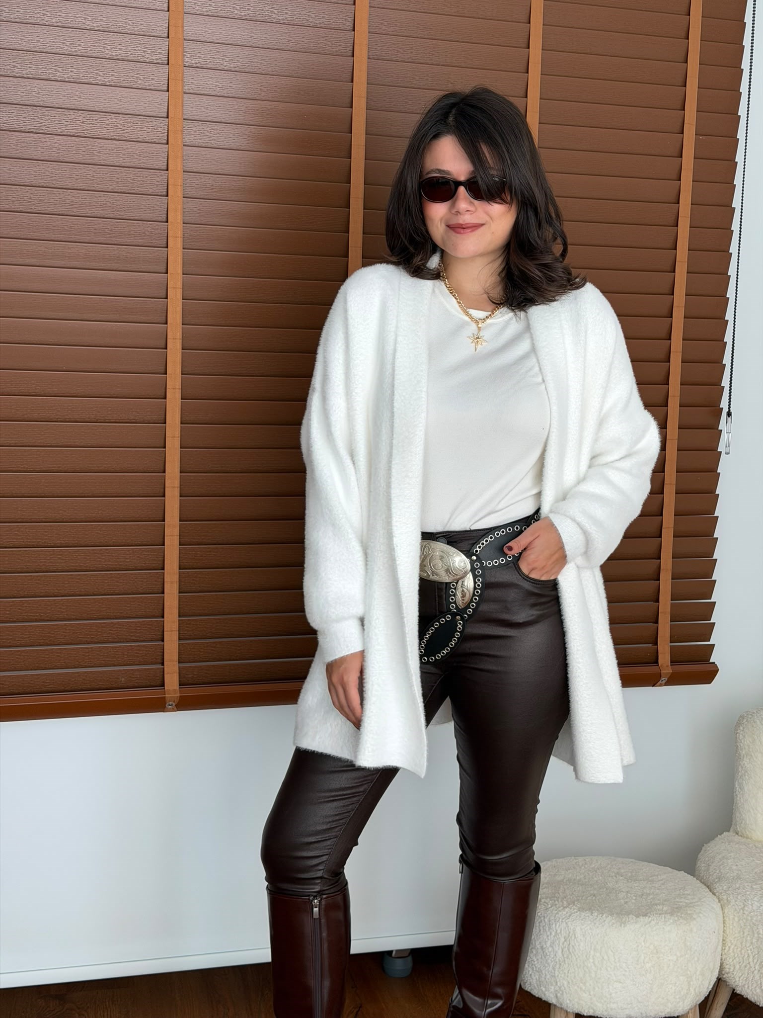 Kısa Yumoş Hırka 4602 Beyaz