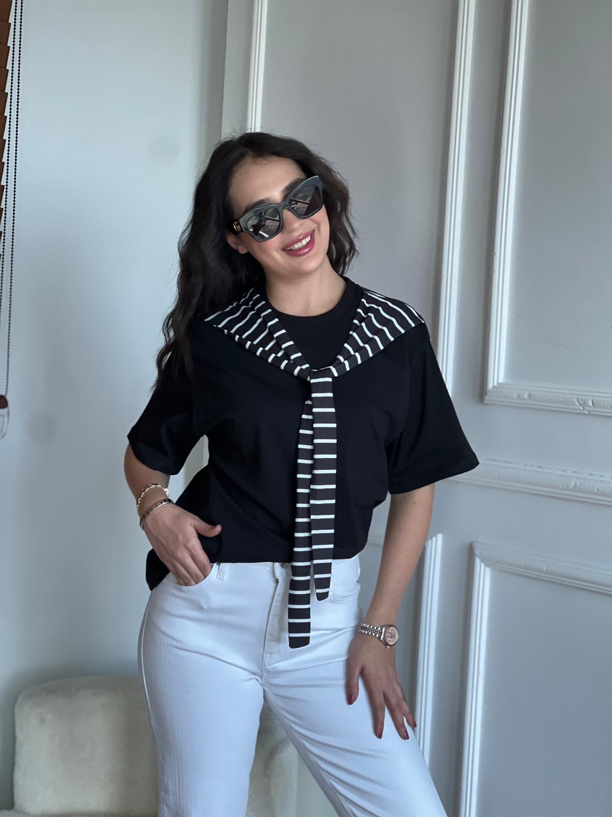 Kol Detaylı Tshirt 22965 Siyah