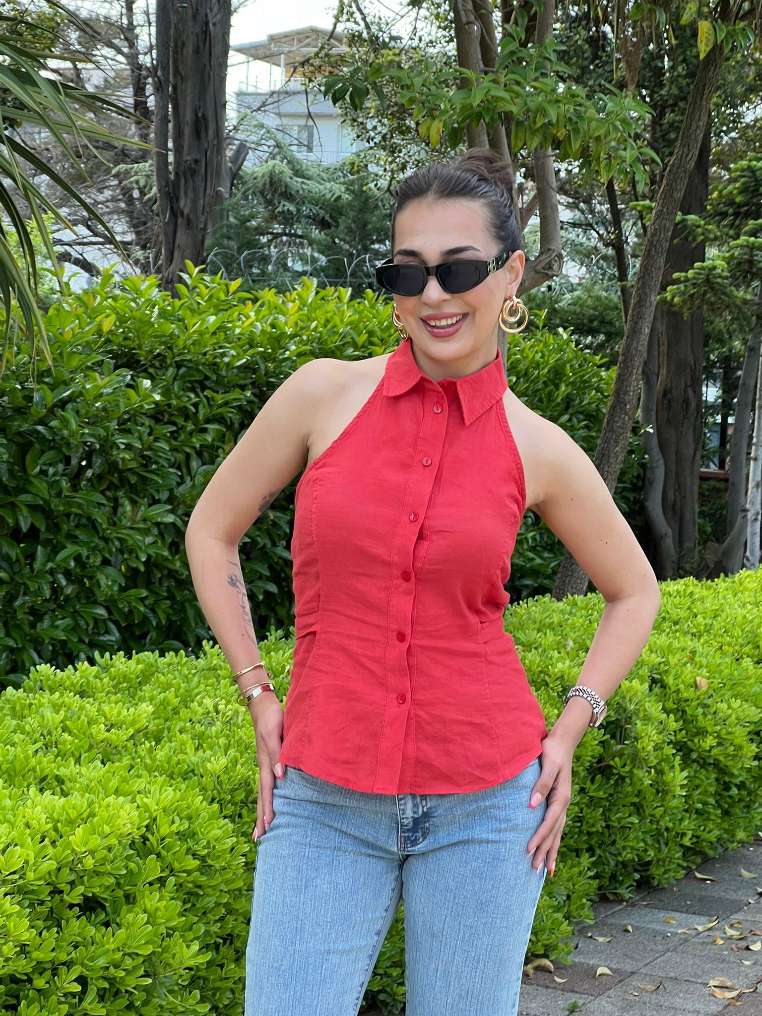 Kolsuz Kemerli Gömlek 2416458 Kırmızı