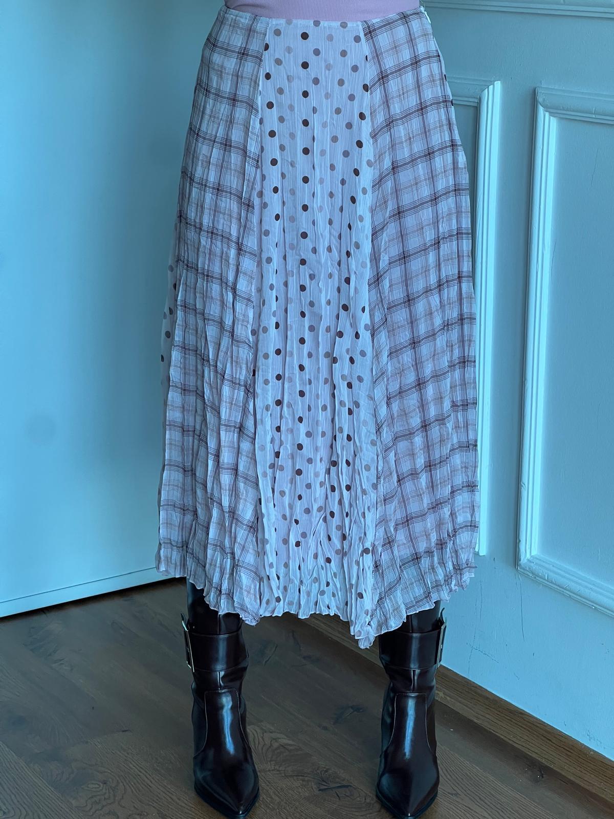 Kombine Desen Midi Etek 26-2337 Pembe
