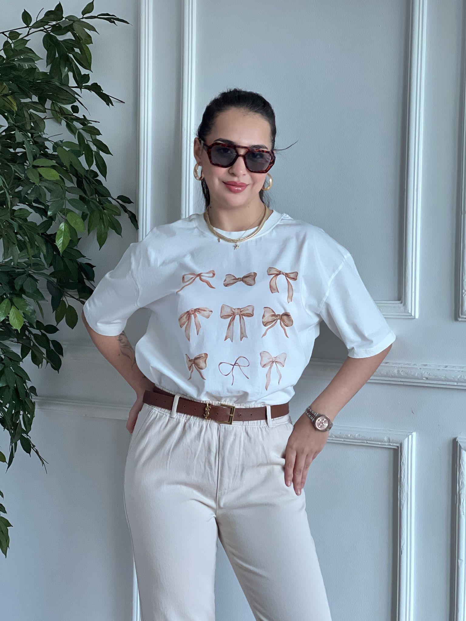 Kurdela Baskılı Tshirt 251031 Beyaz