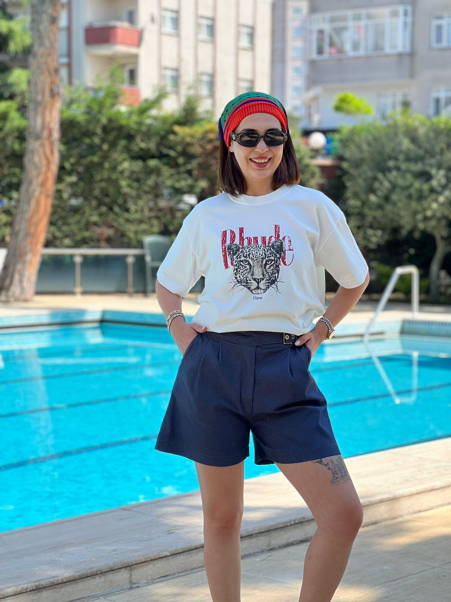 Leopar Baskılı Tshirt 261063 Ekru