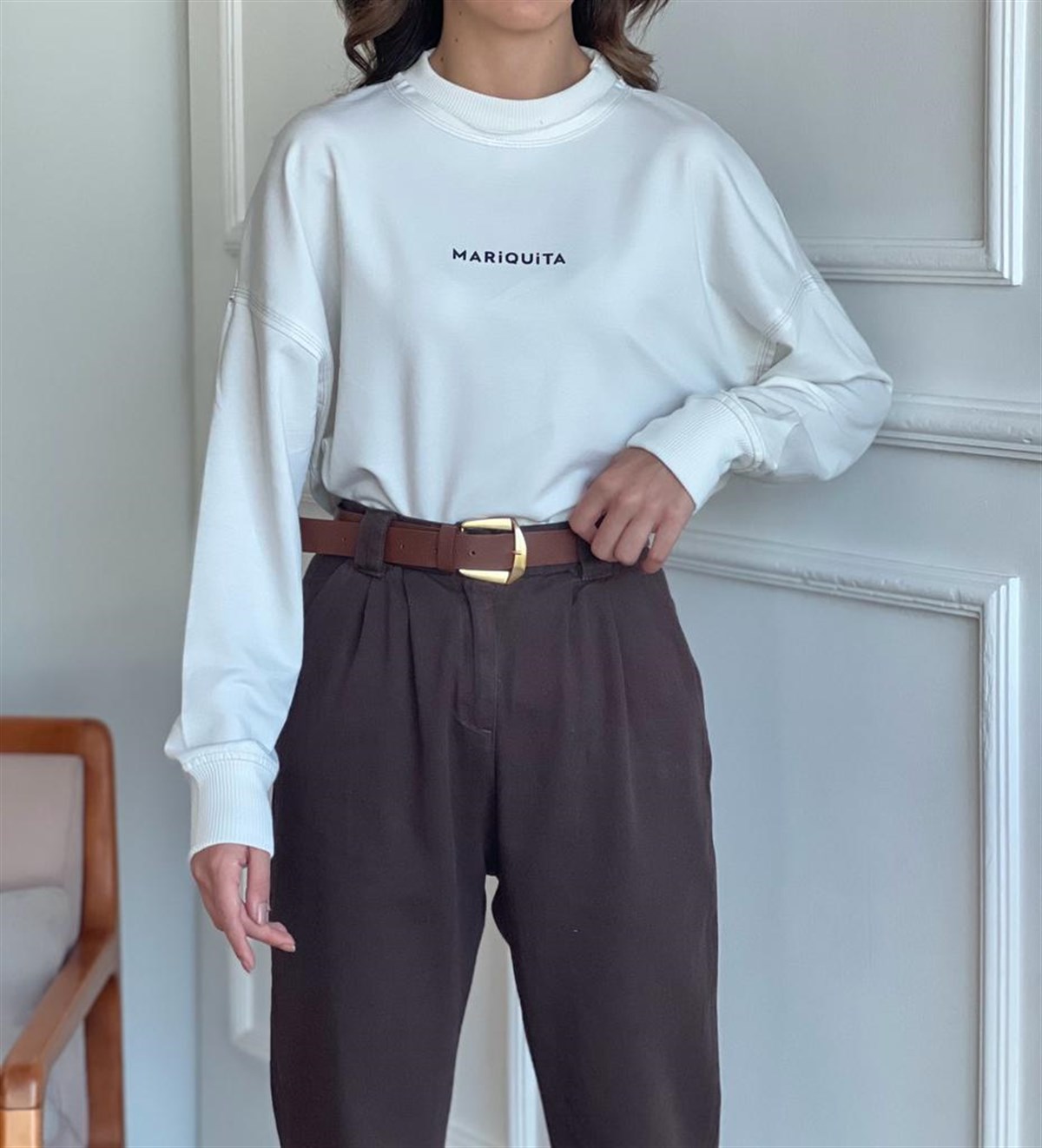 Mariquita Baskılı Sweat Ekru