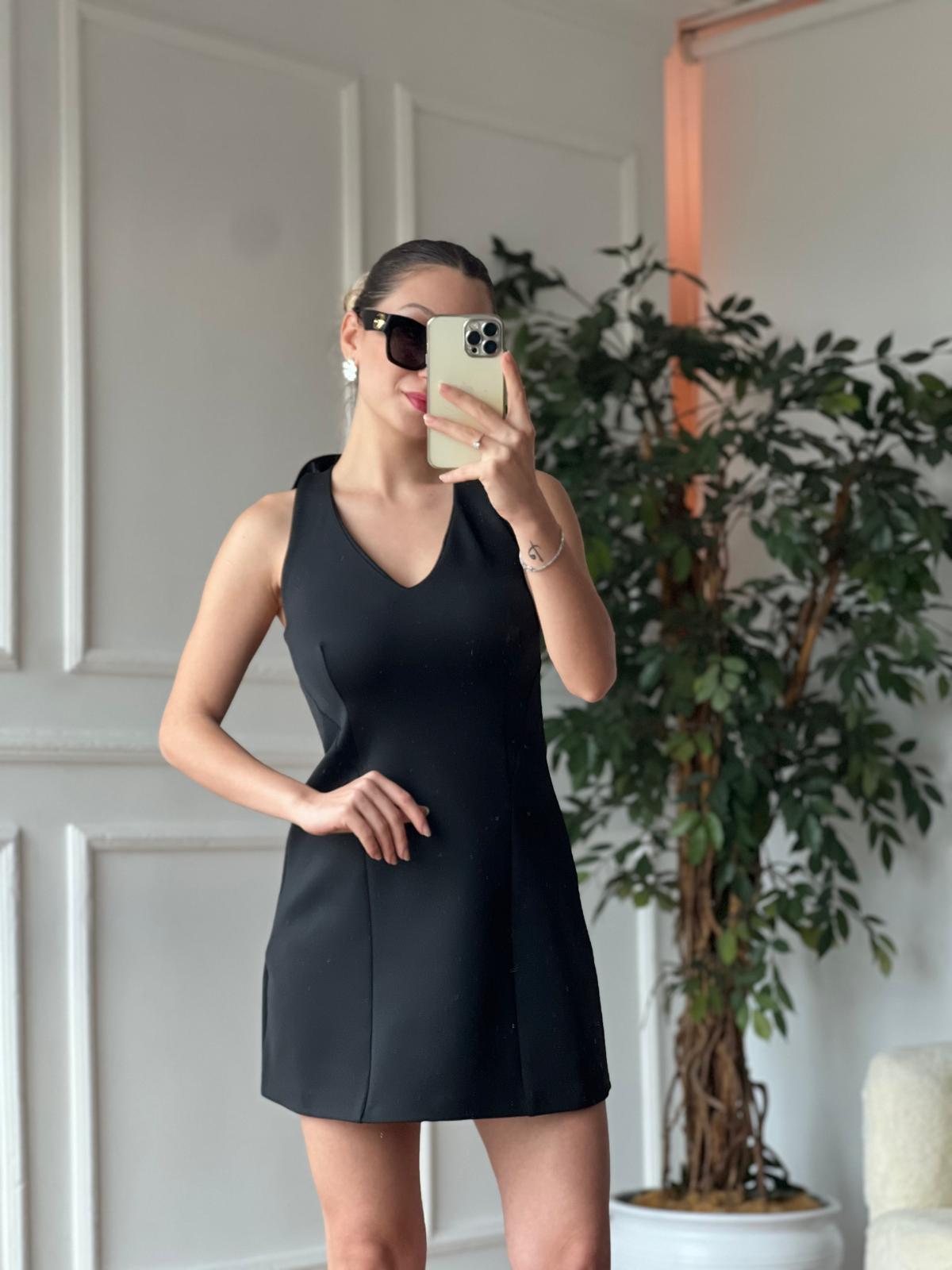 Maxi Fiyonk Detaylı Elbise 10351 Siyah