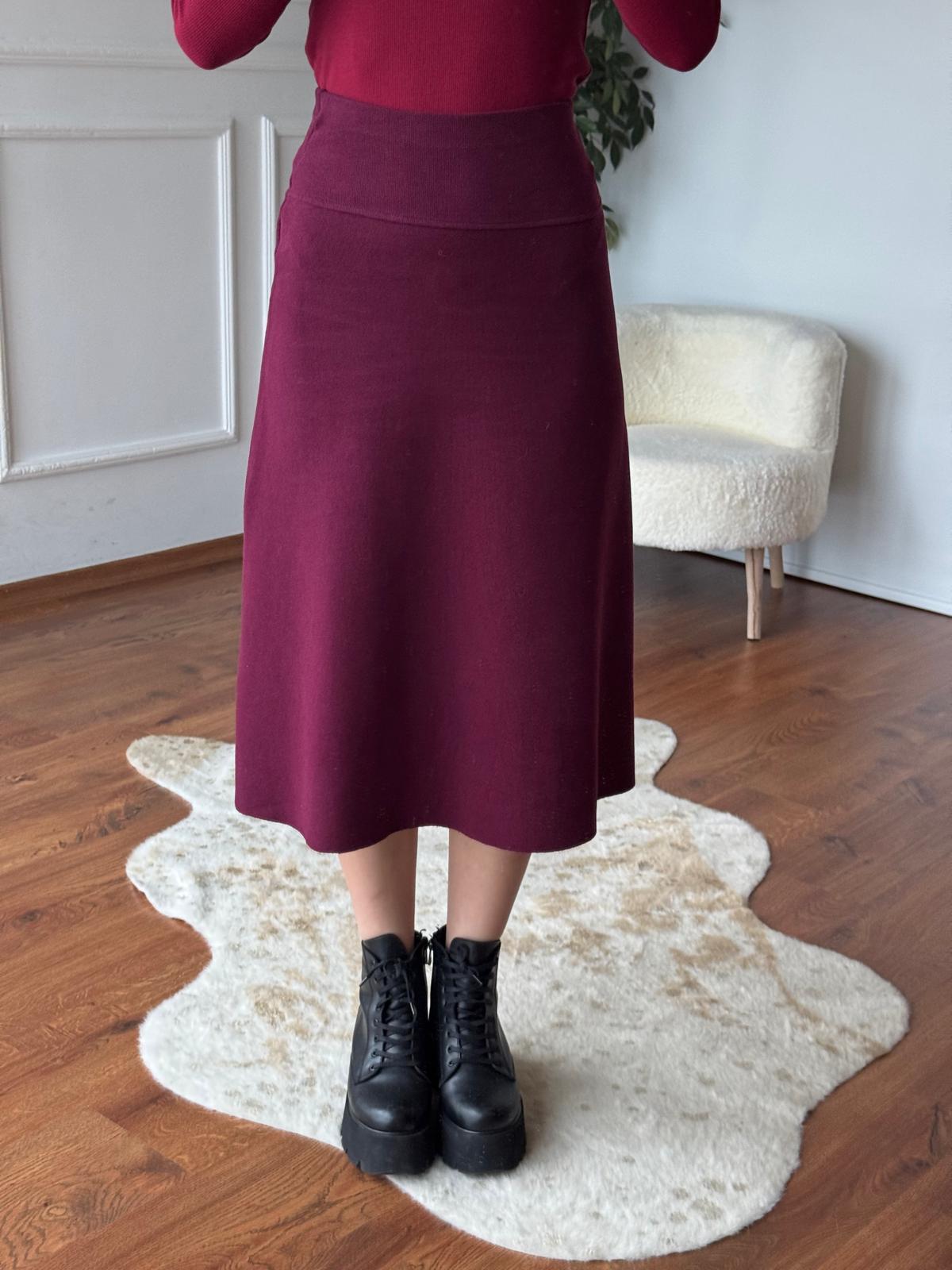 Midi Boy Triko Etek 16467 Bordo