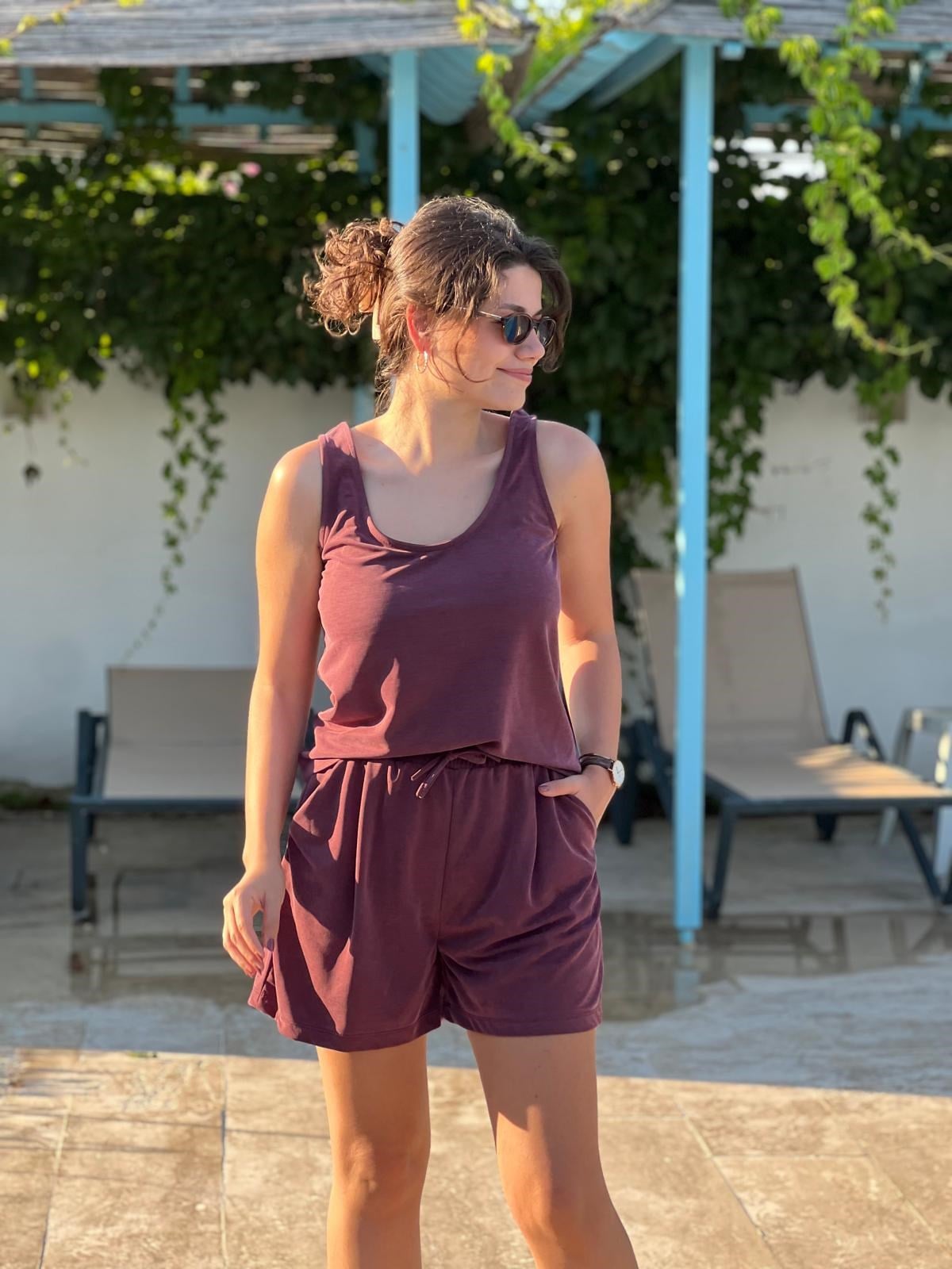 Modal Atlet Şort Takım 7248 Bordo
