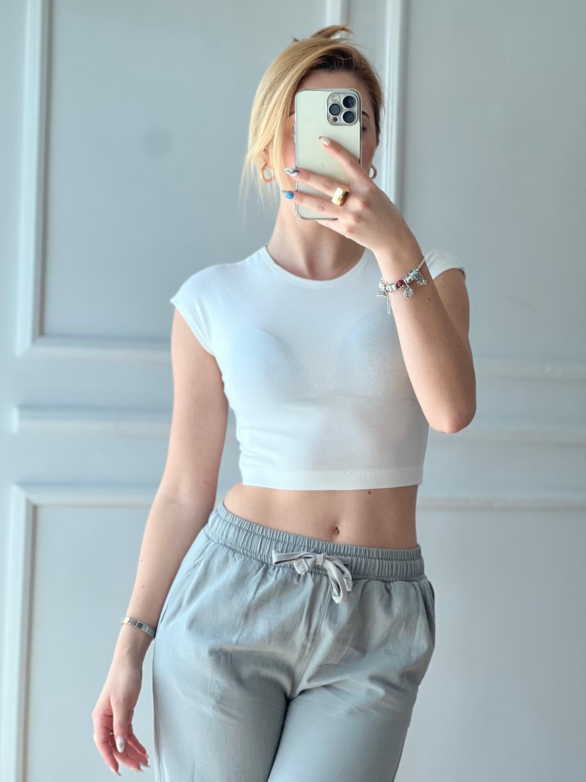 Modal Crop Tshirt 30528 Ekru