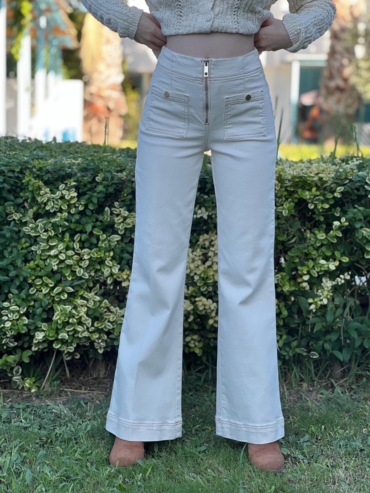 Önden Cepli İspanyol Paça Pantolon 23454 Taş