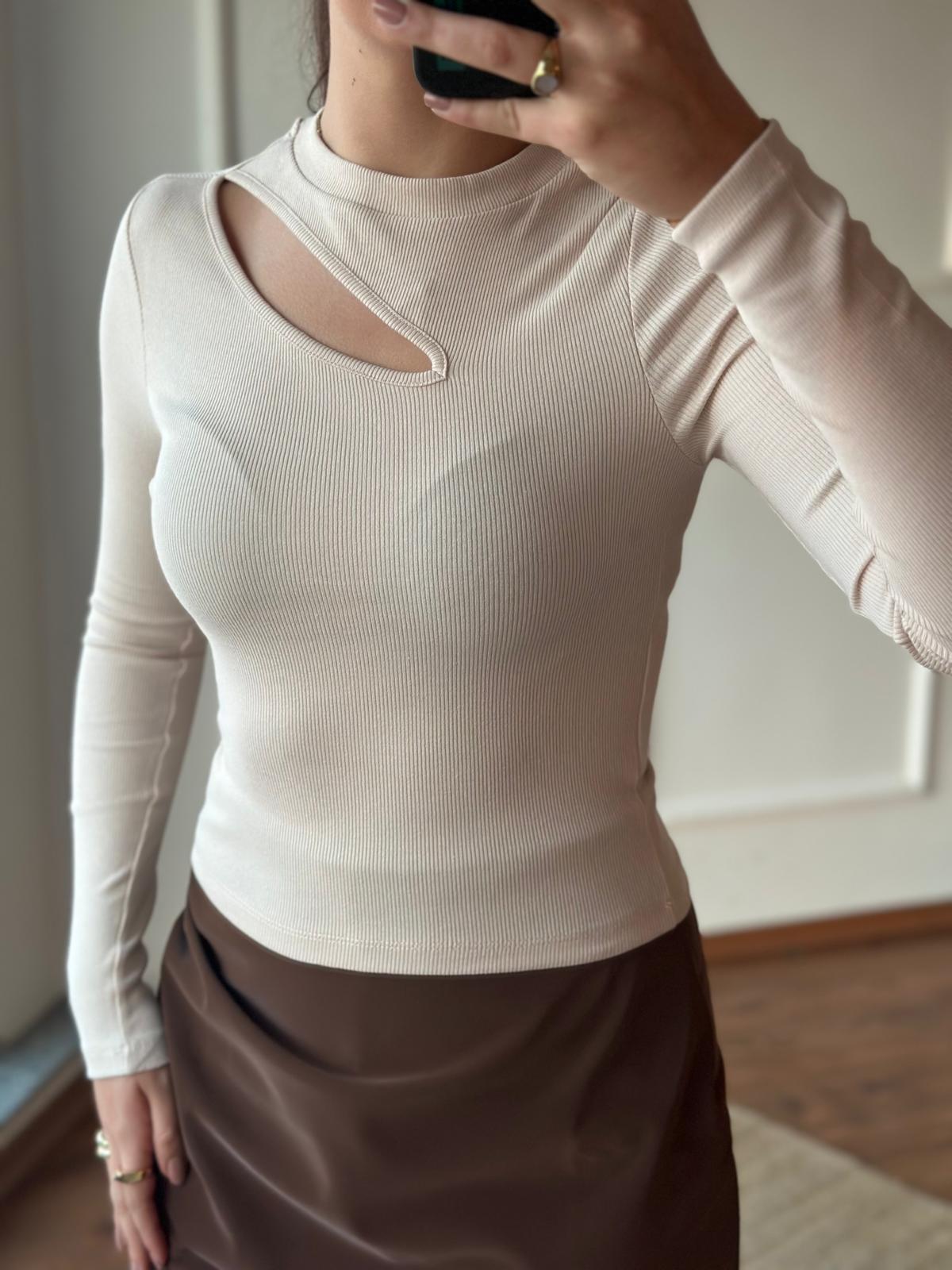 Önü Açık Bluz 4438 Bej