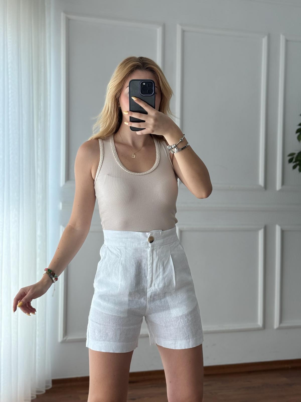 Örgülü Atlet 16252 Bej