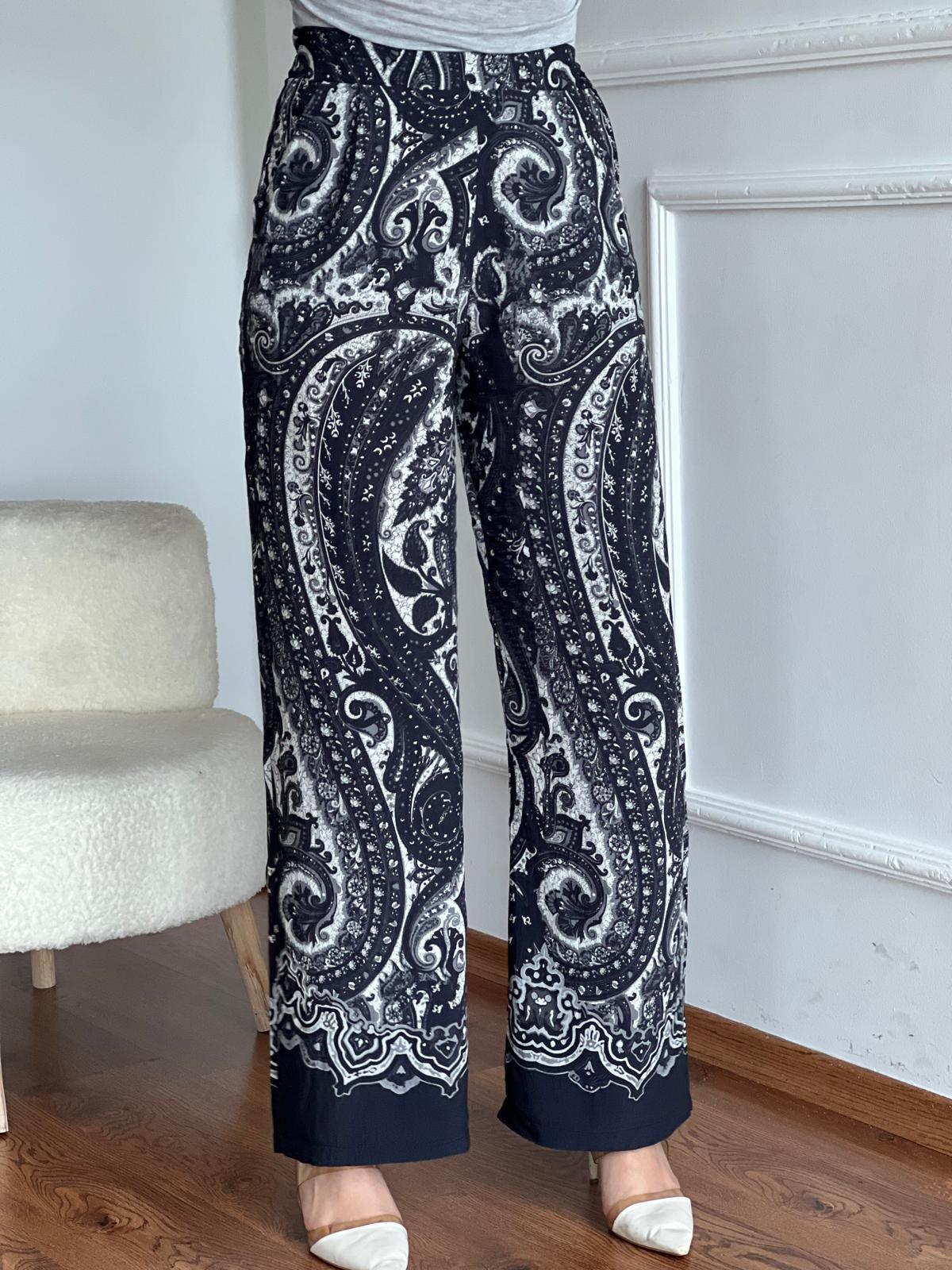 Otantik Desen Palazzo Pantolon 00995 Ekru