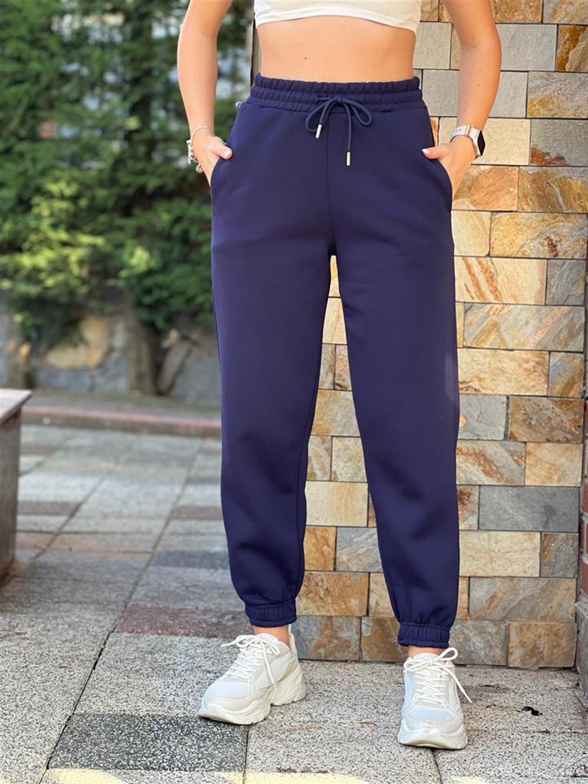 Paçası Lastikli 3 İplik Eşofman 7934 Lacivert