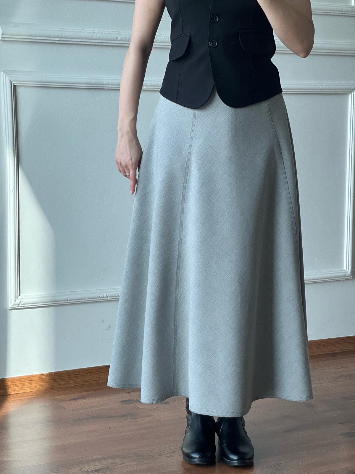 Parçalı Kumaş Etek 24059 Gri