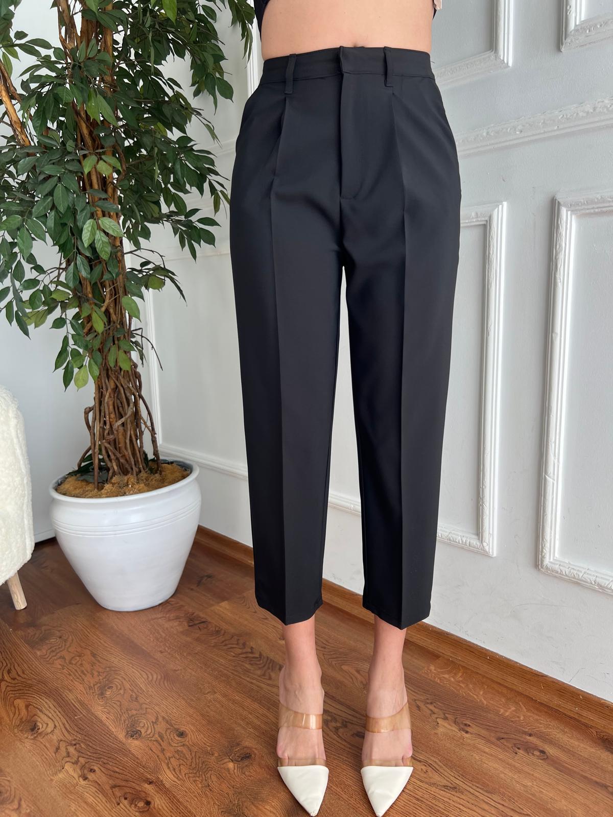 Pileli Bol Paça Pantolon 2517042 Siyah