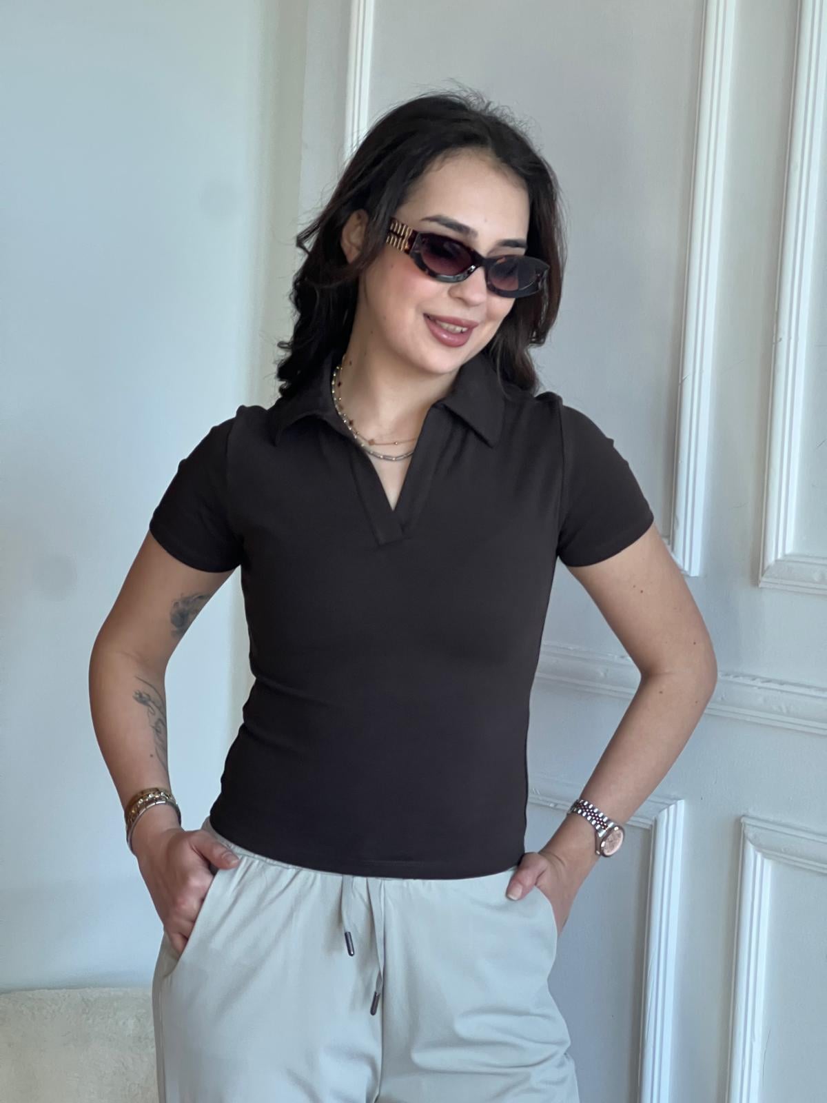 Polo Yaka Tshirt 240001 Kahverengi