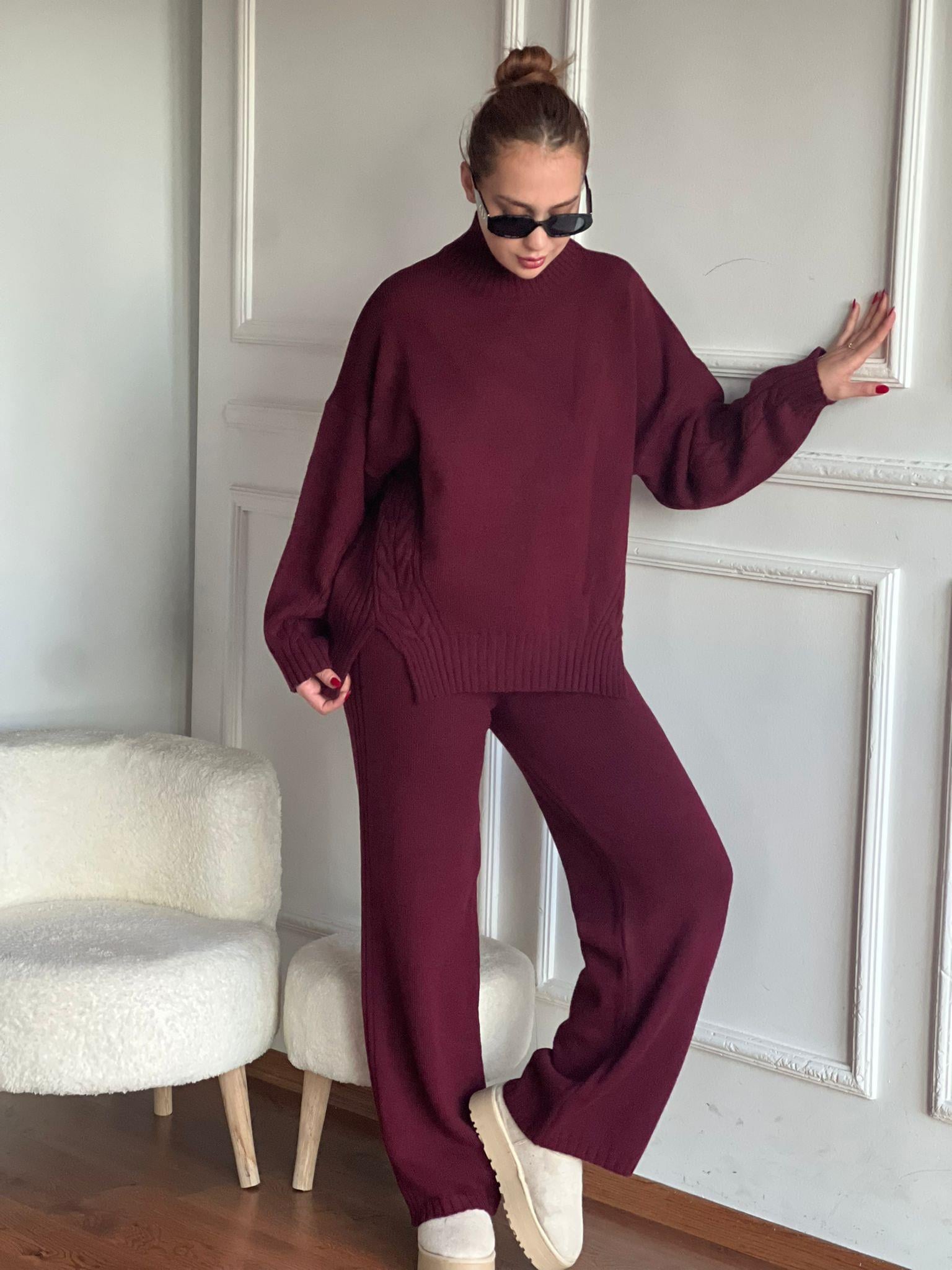 Saç Örgülü Takım 25717 Bordo