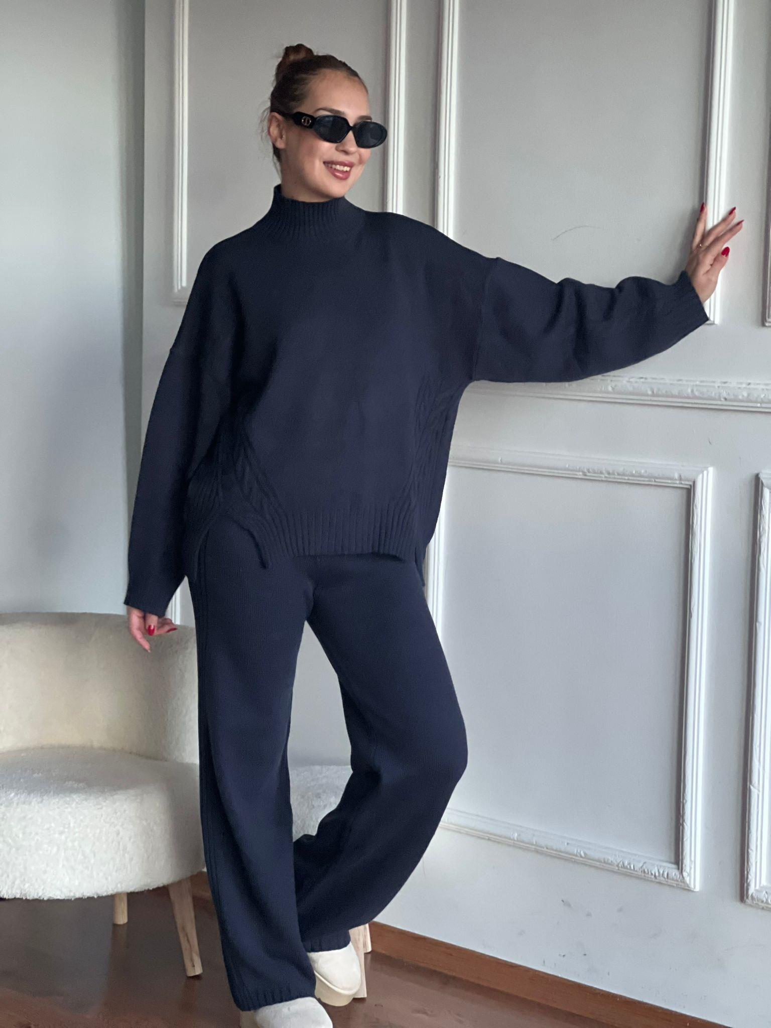 Saç Örgülü Takım 25717 Lacivert