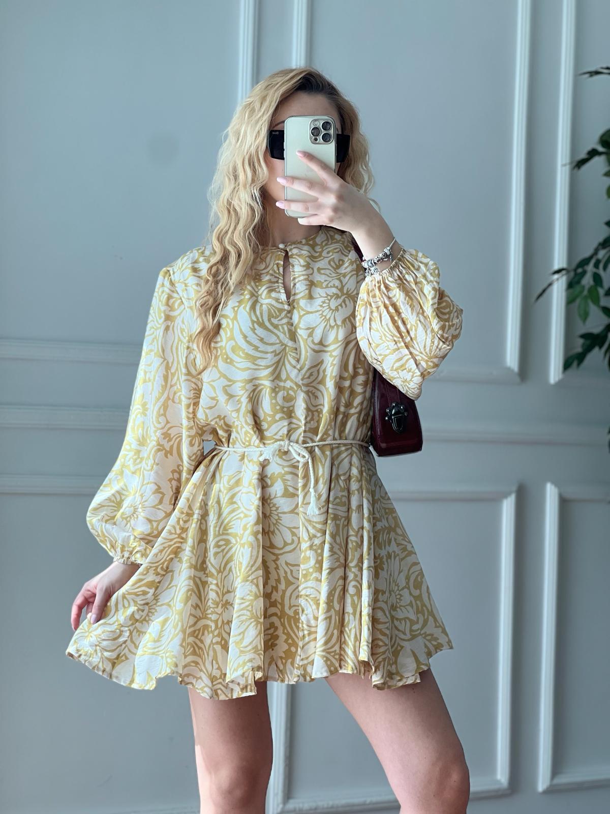 Salaş Kuşaklı Elbise 00046 Bej