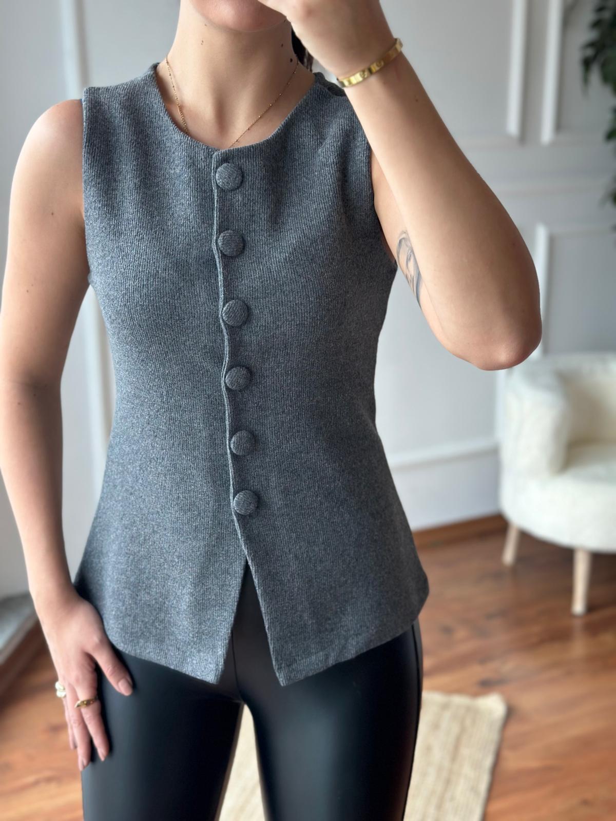 Selanik Düğmeli Yelek 65484 Antrasit