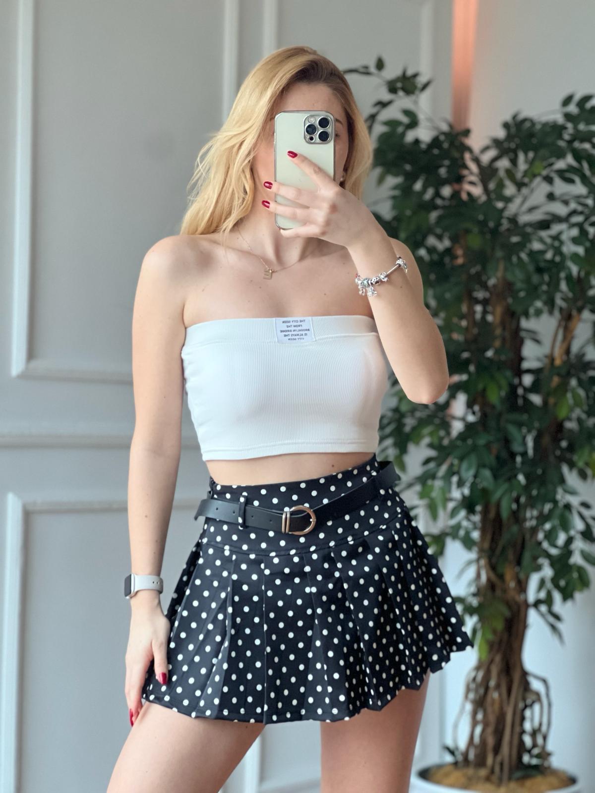 Straplez Crop Top Bluz 23342 Beyaz