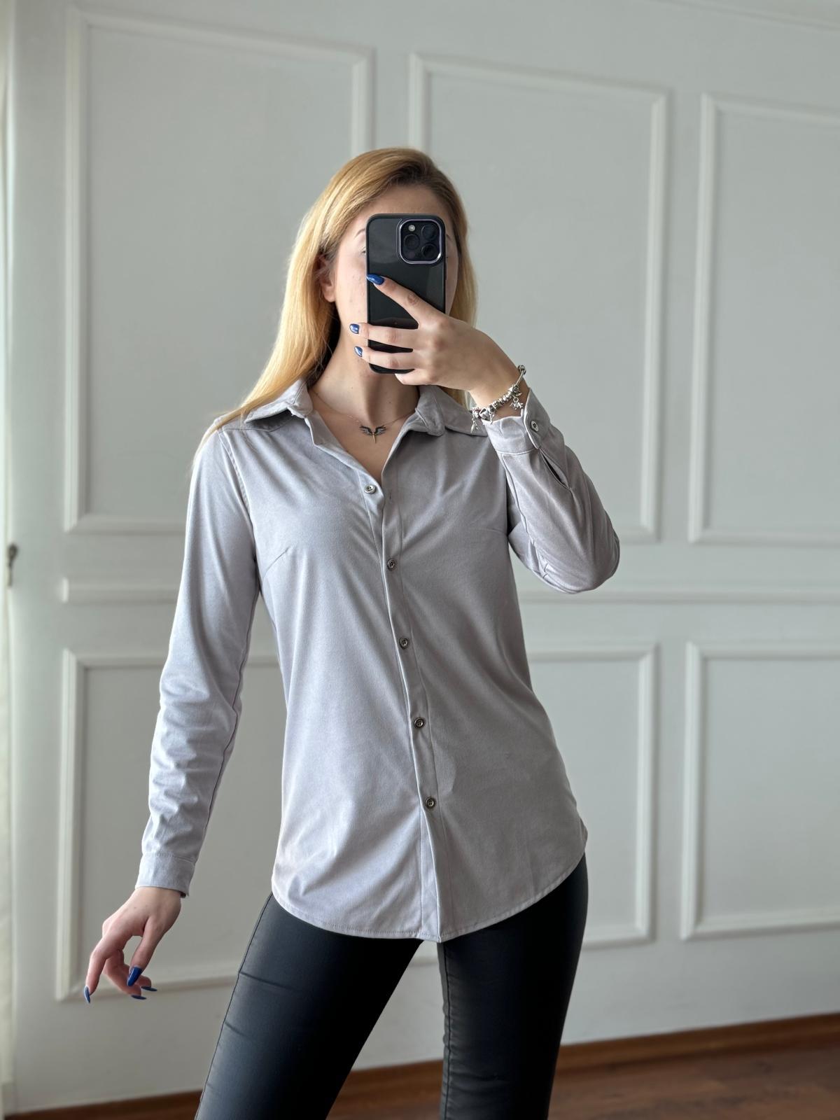 Süet Gömlek 29264 Gri